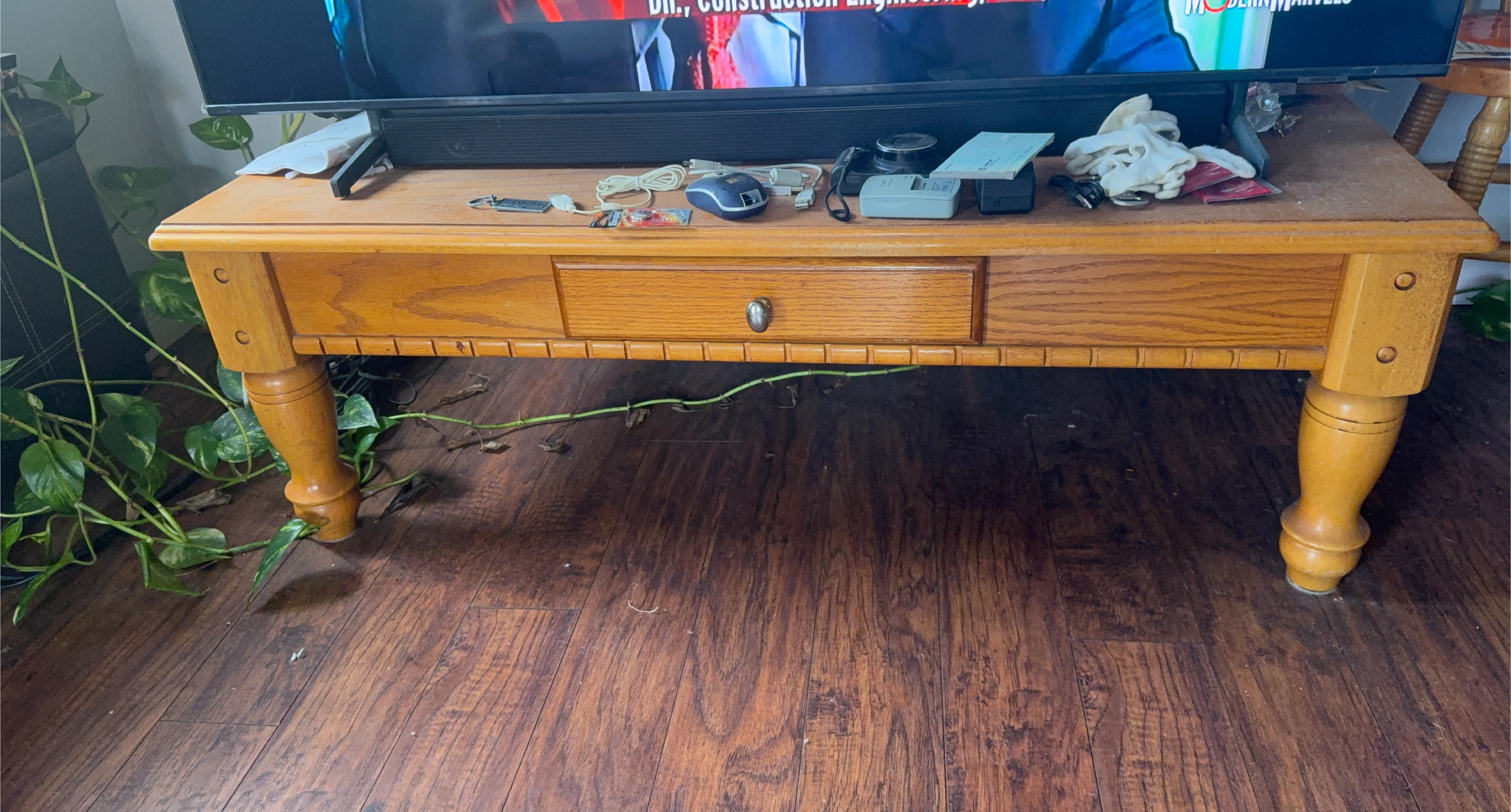 Wooden Coffee Table with Drawer