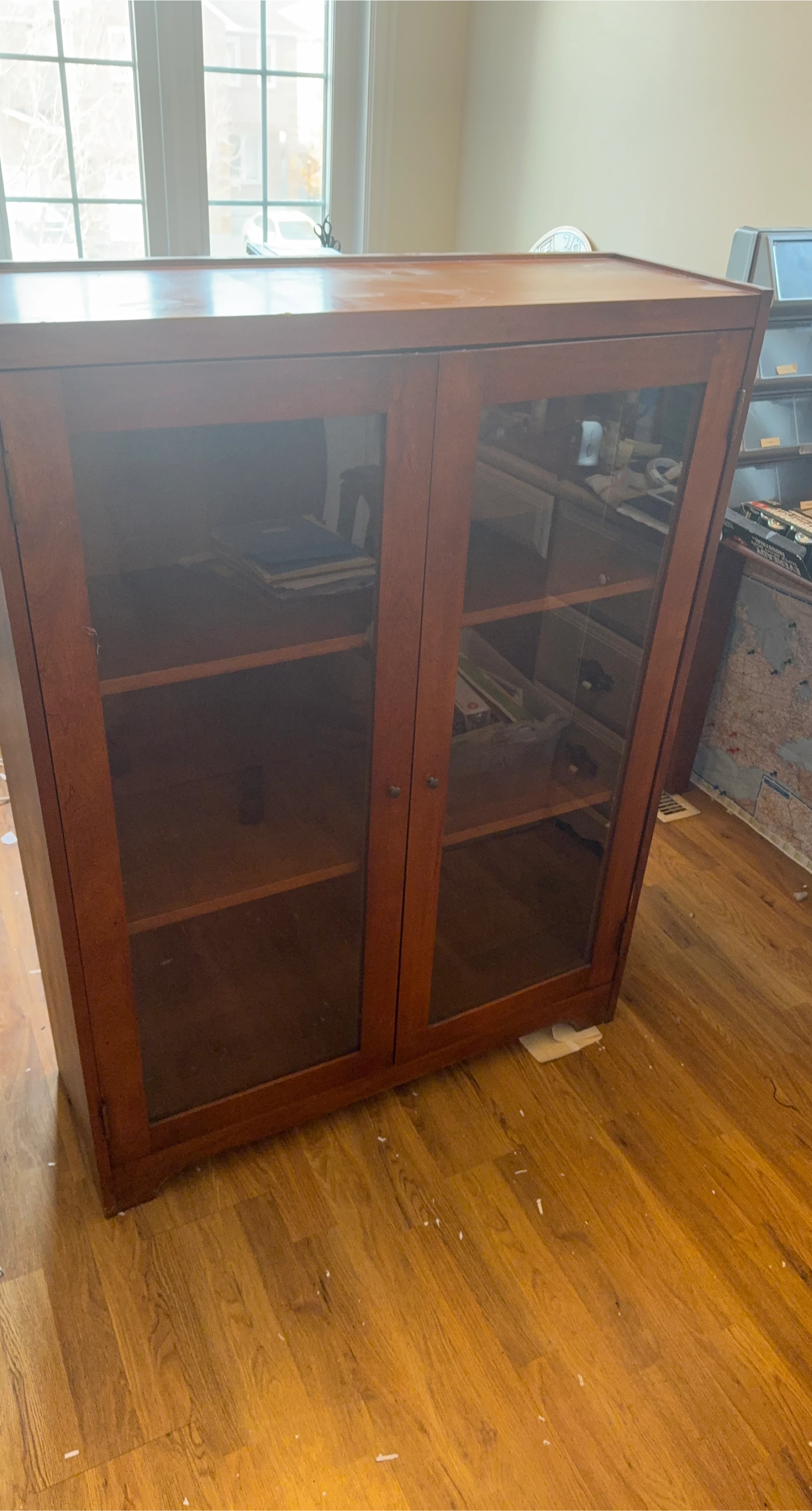Wooden Display Cabinet with Glass Doors