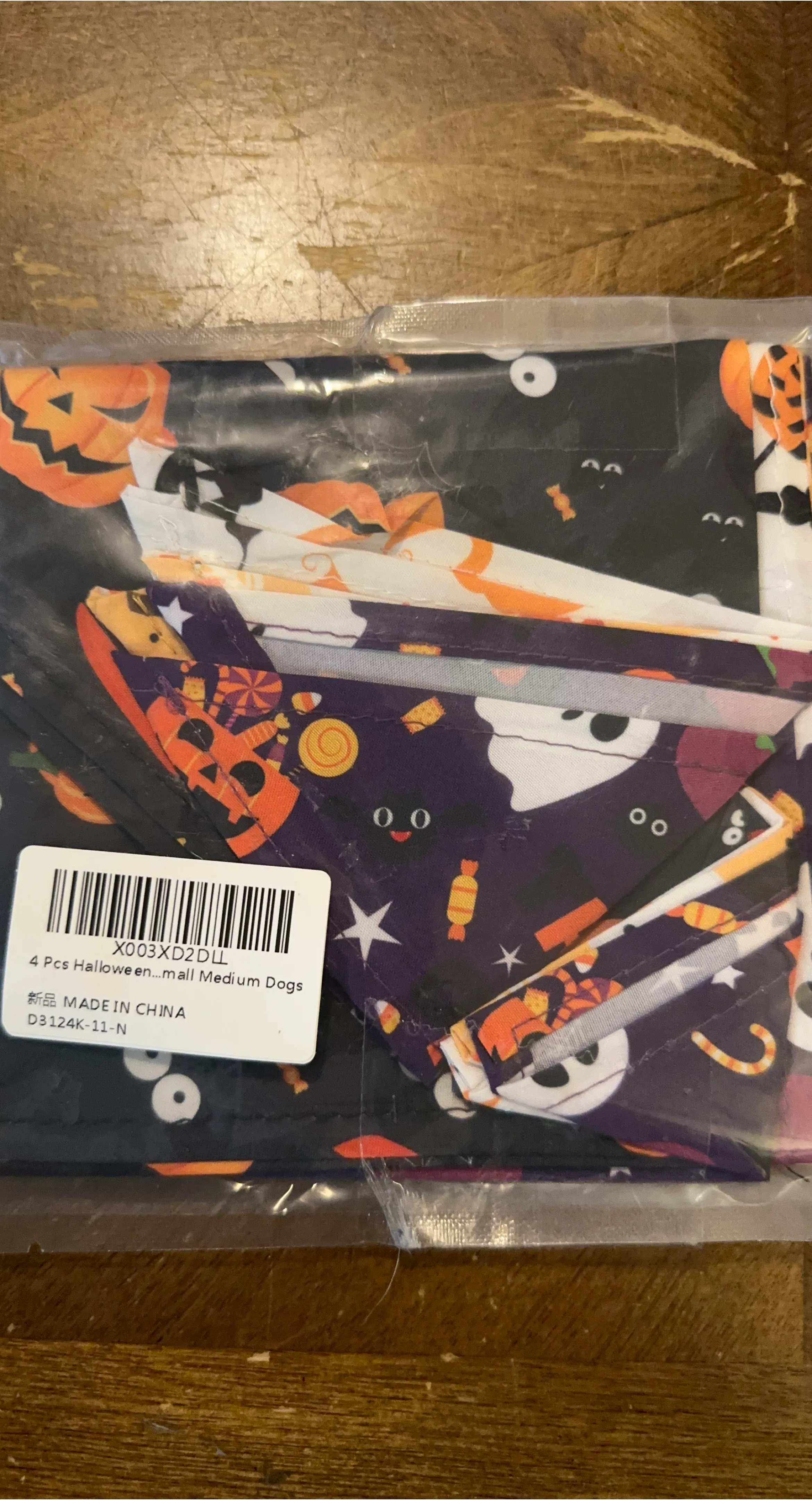 Halloween Dog Bandanas - 4 Pcs, Medium, New