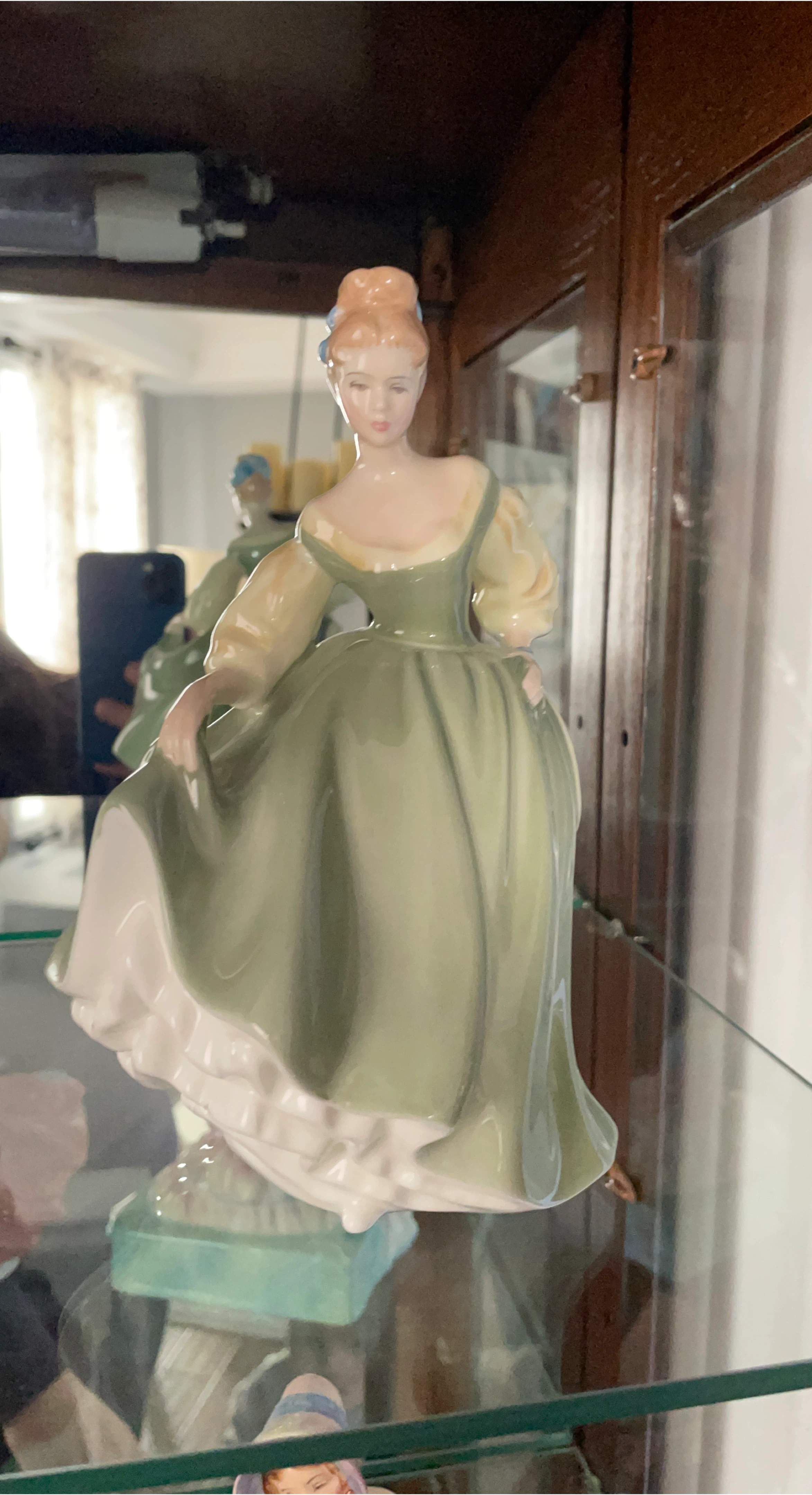 Vintage Lady Figurine in Green Dress