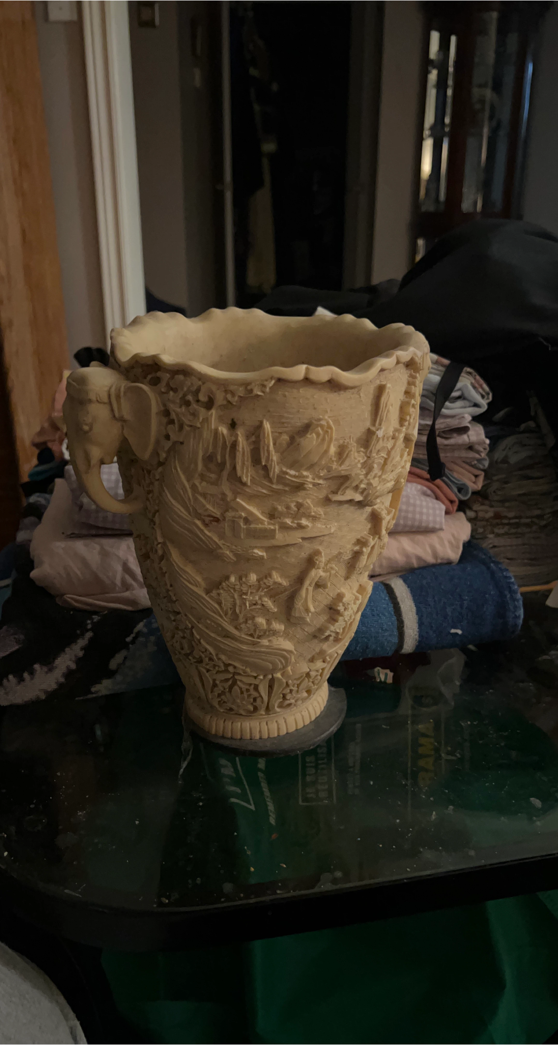 Carved Elephant Vase image indicator(1)