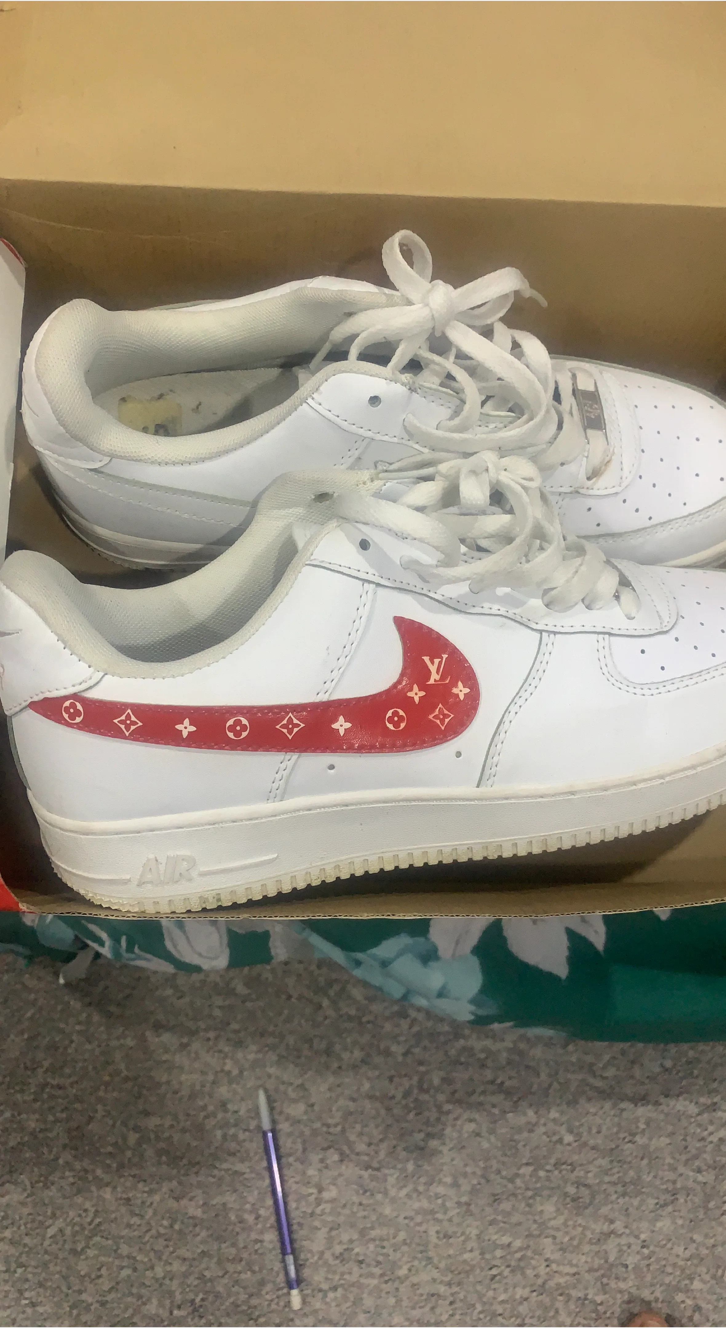 Nike Air Force 1 White Custom Louis Vuitton