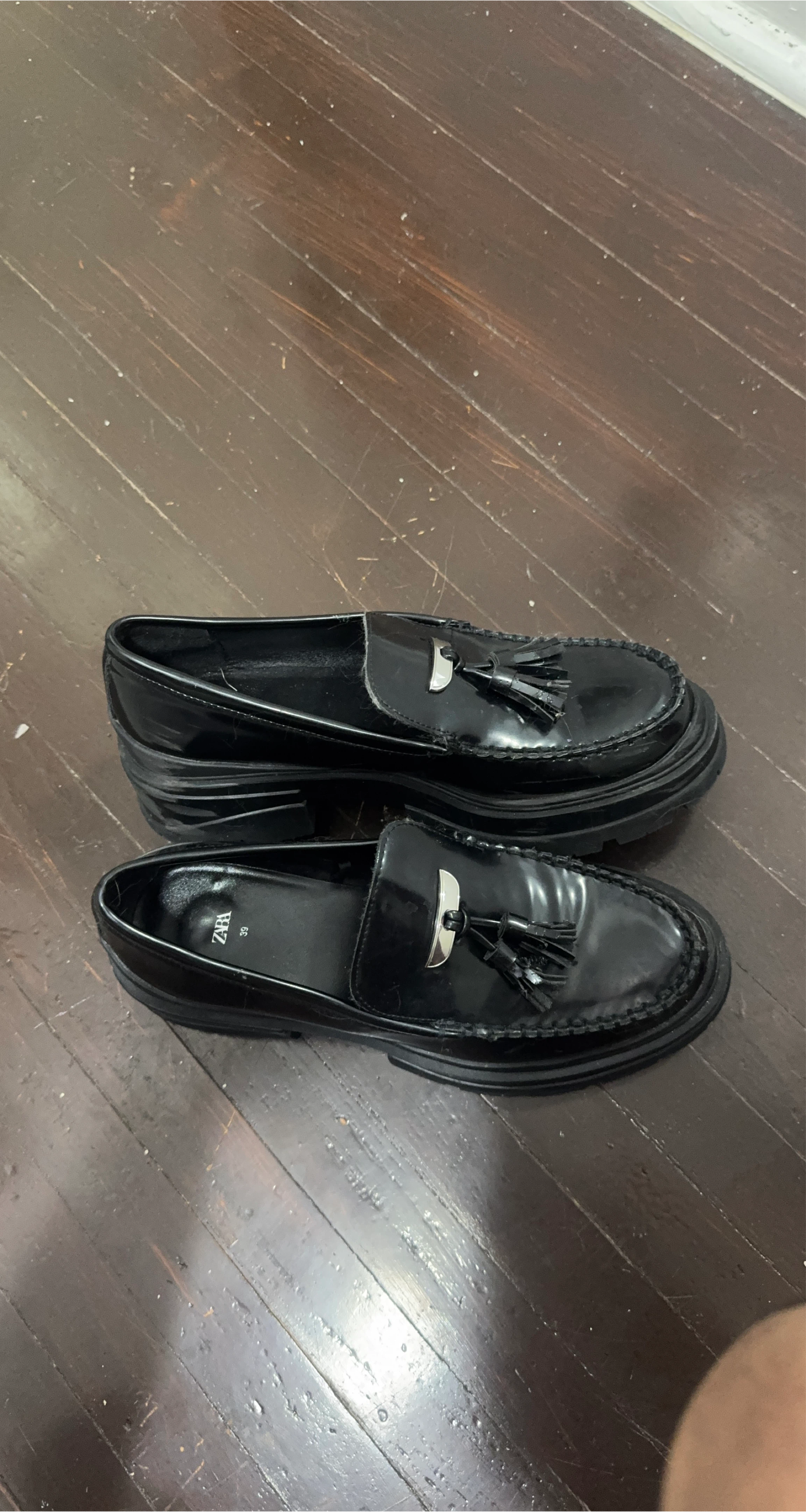 Zara Black Tassel Loafers - Size 39