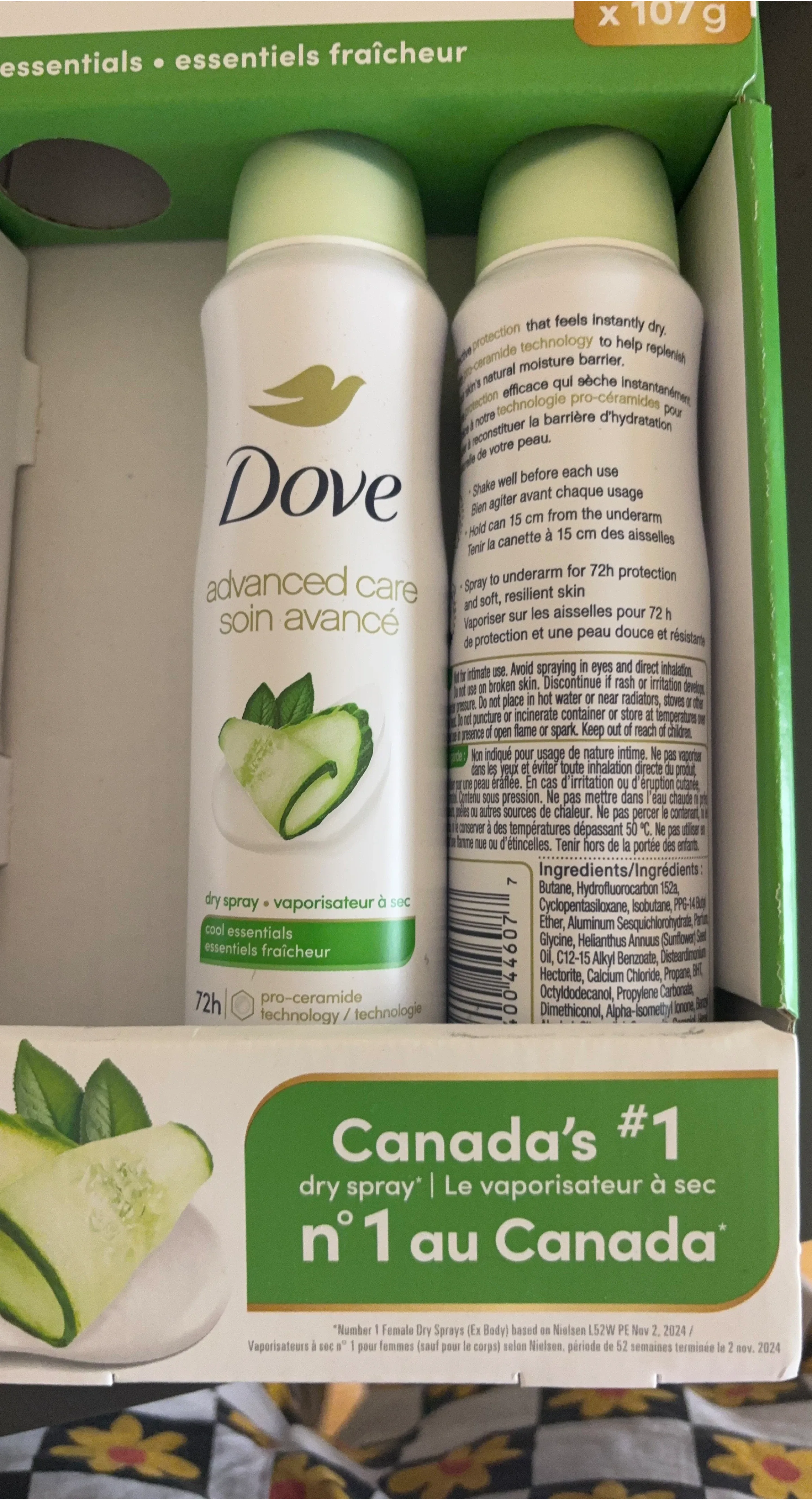 NEW AND UNUSED Dove Advanced Care Cool Essentials Dry Spray