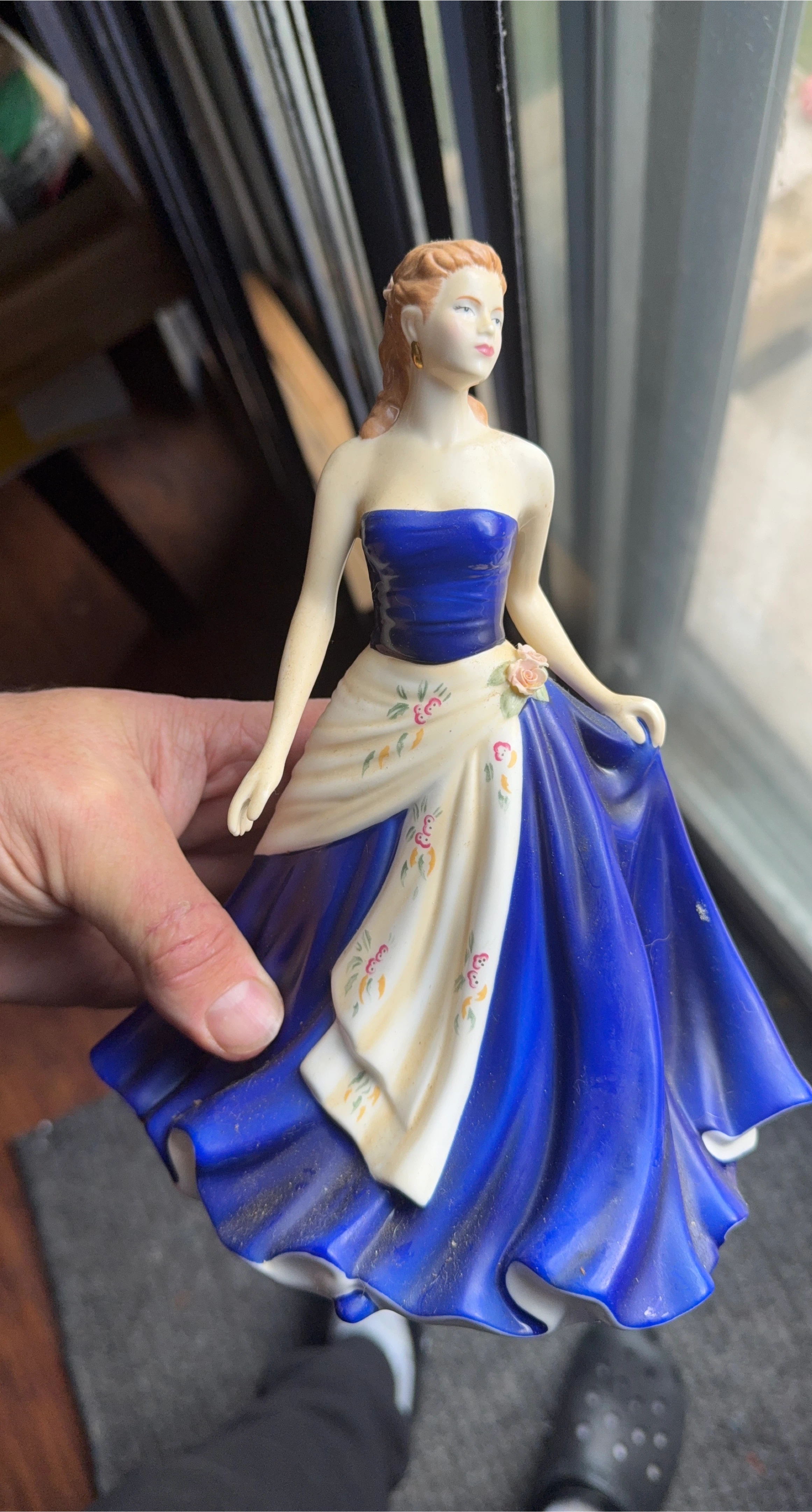 Collectible Porcelain Figurine in Blue Dress