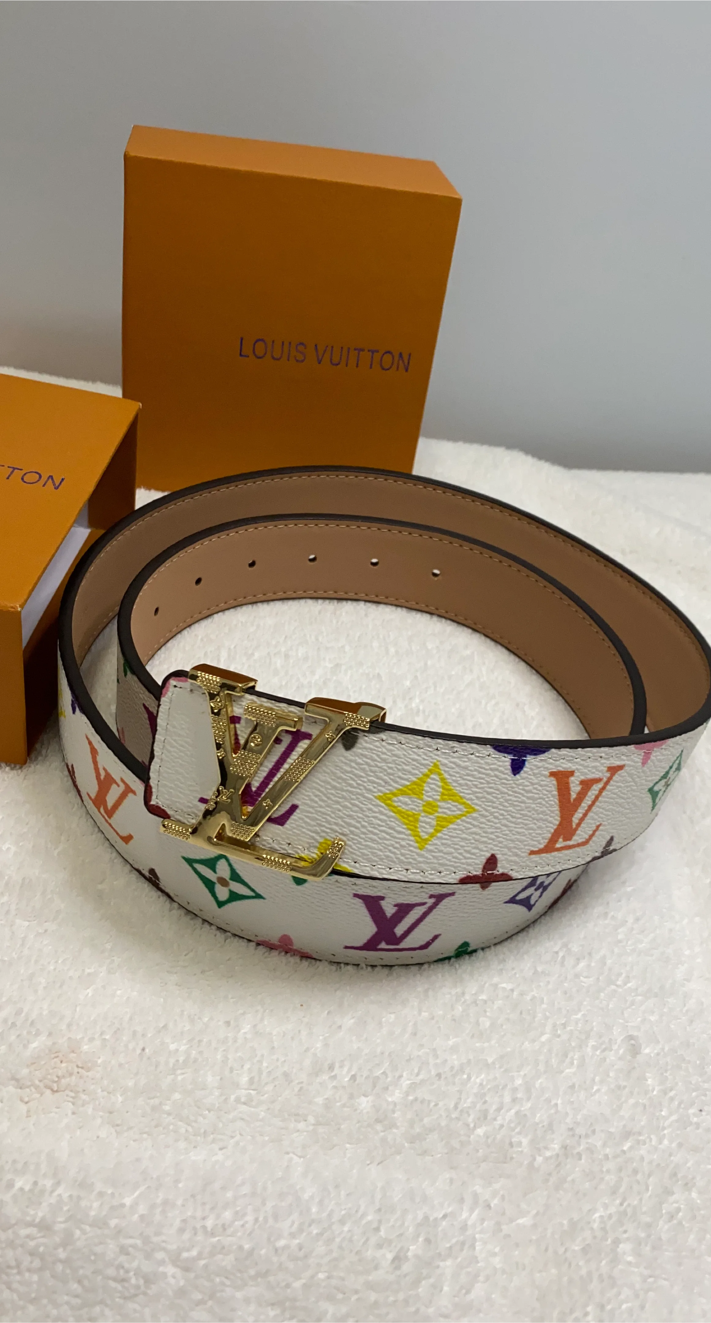 Louis Vuitton White Multicolor Belt