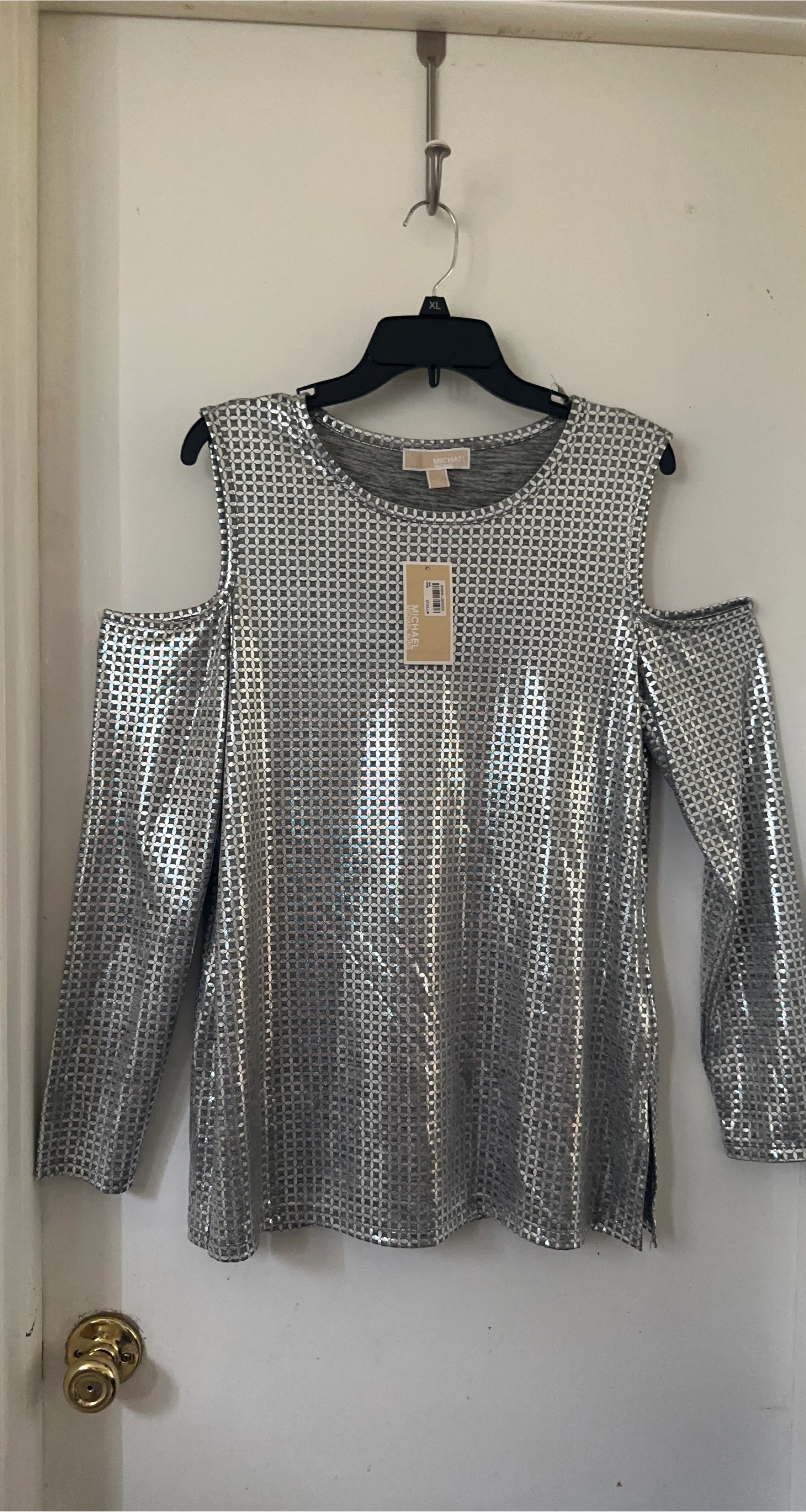 Michael Kors Silver Cold Shoulder Top - XL