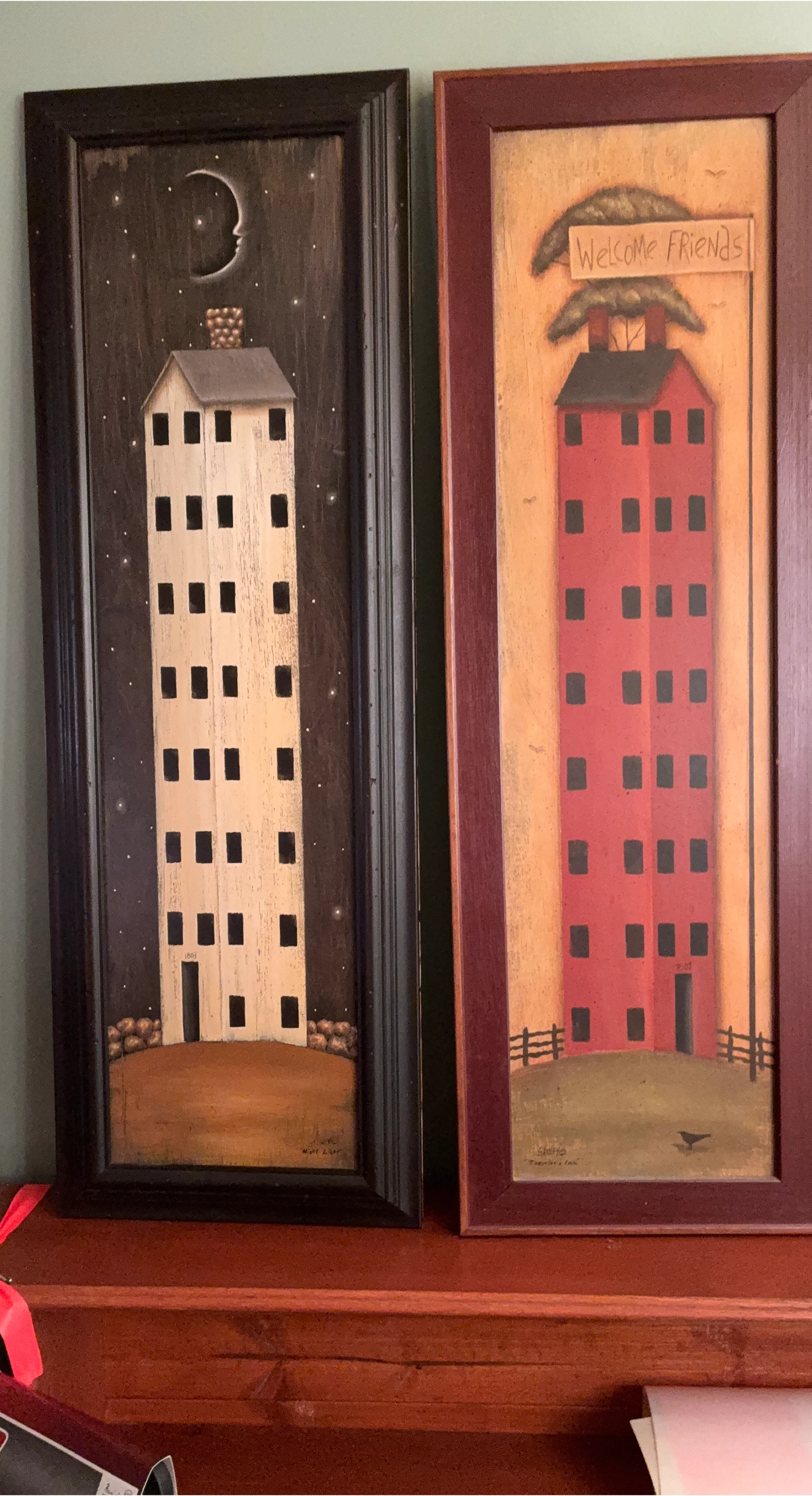 Framed Folk Art Paintings - Set of 2 image indicator(1)