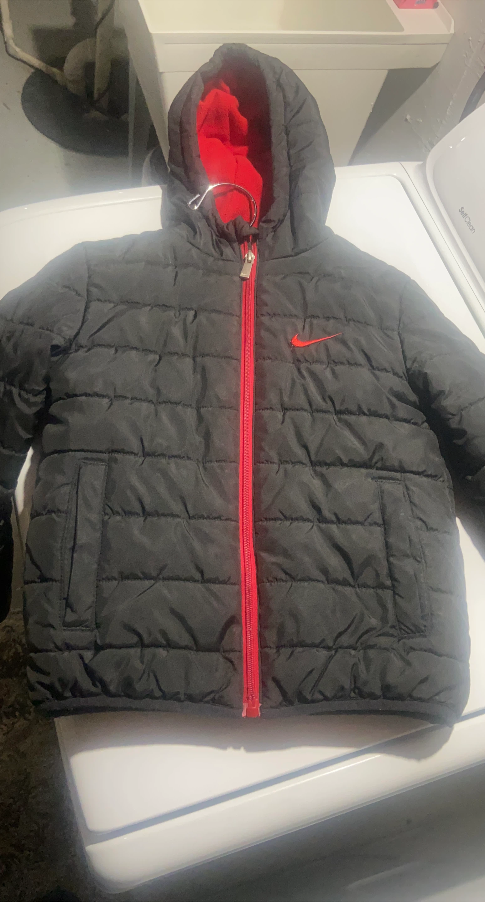 Nike Puffer Jacket - Black with Red Accents