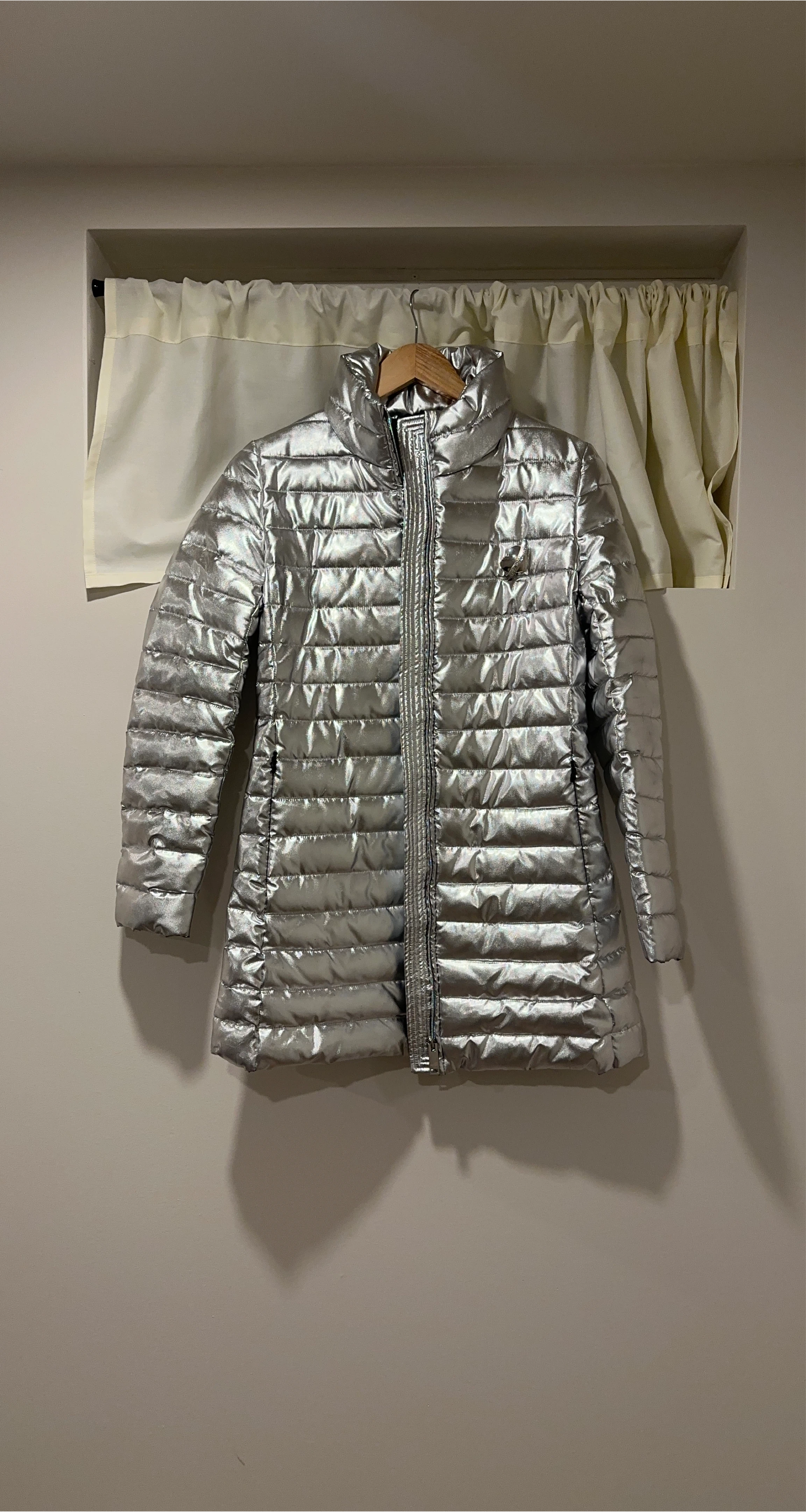 Love Moschino Silver Puffer Jacket Size 2/38
