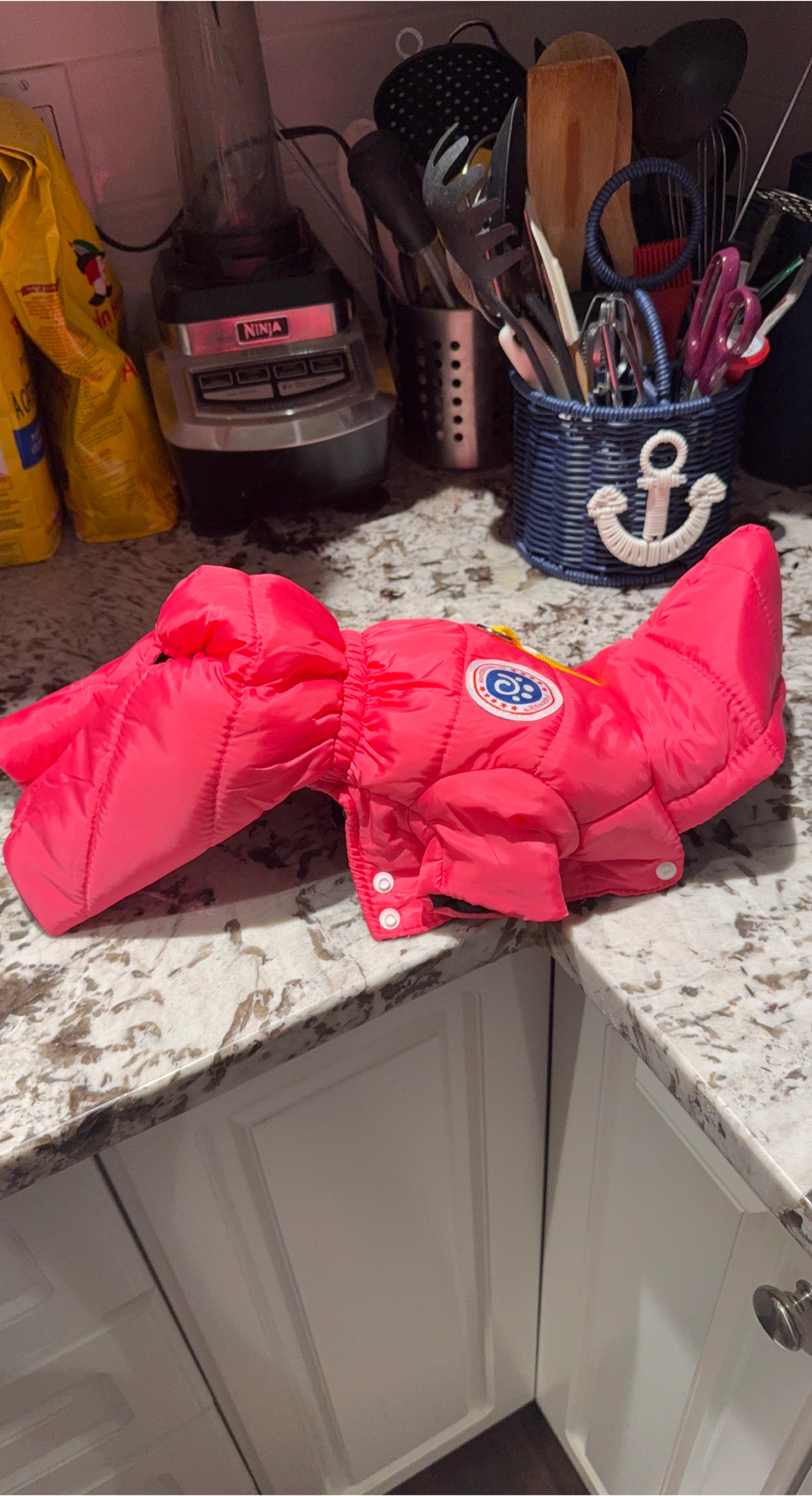 Pink Padded Dog Coat