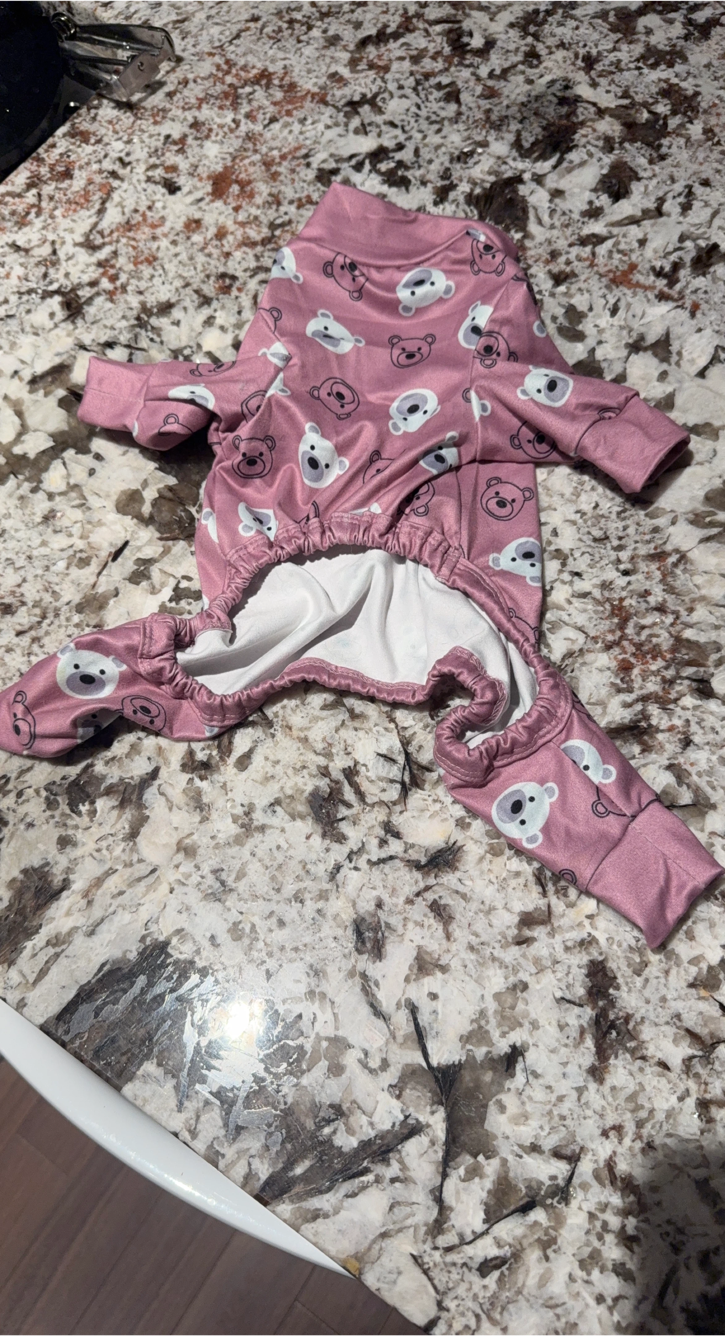 Pink Bear Print Baby Onesie