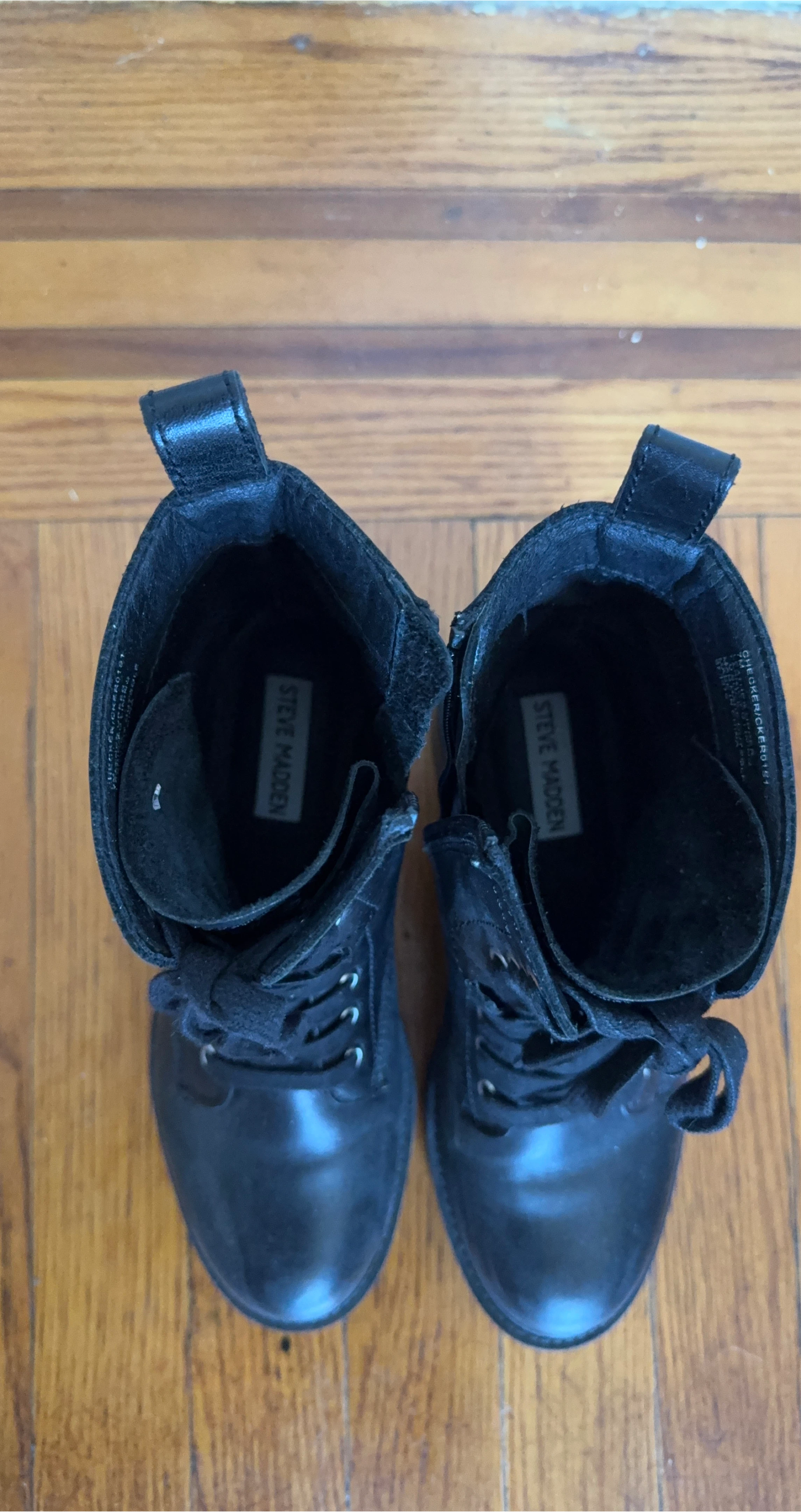 Steve Madden Black Leather Combat Boots