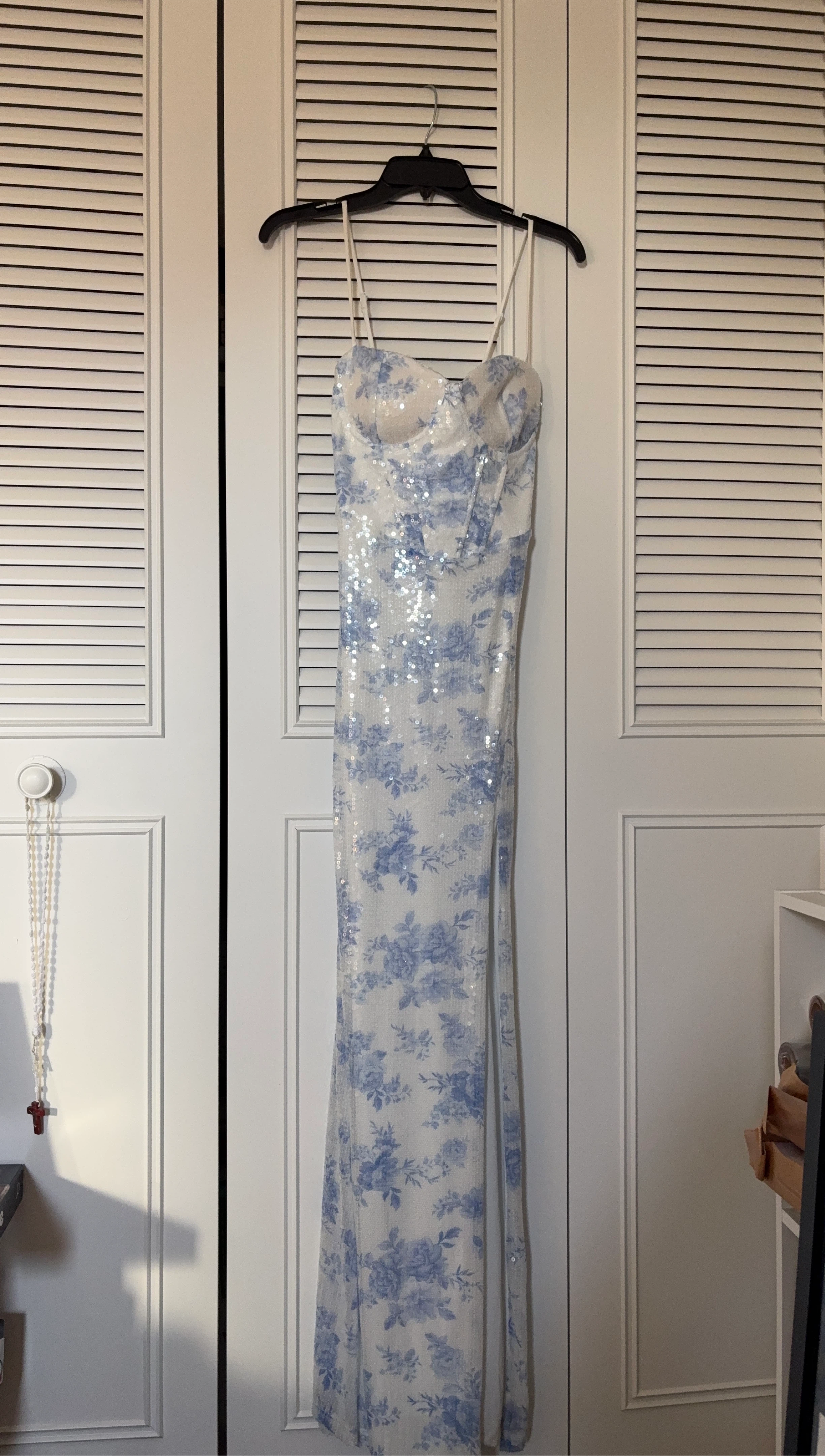 Floral Sequin Corset Maxi Dress