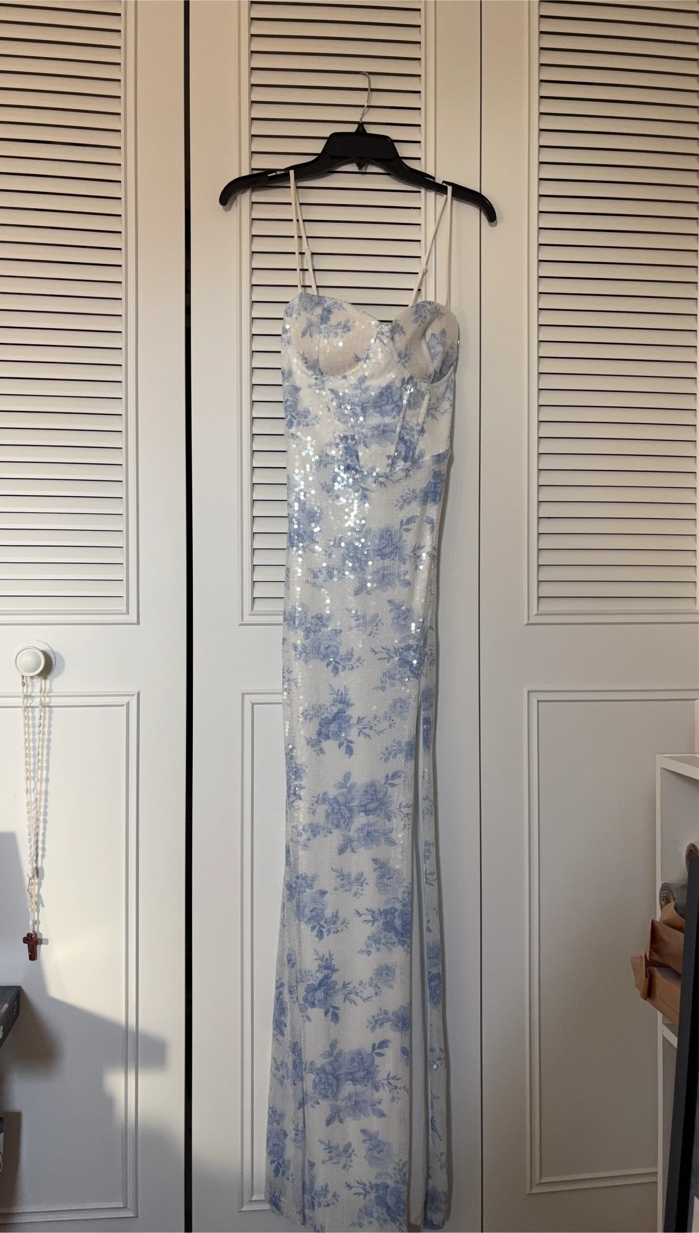 Floral Sequin Corset Maxi Dress