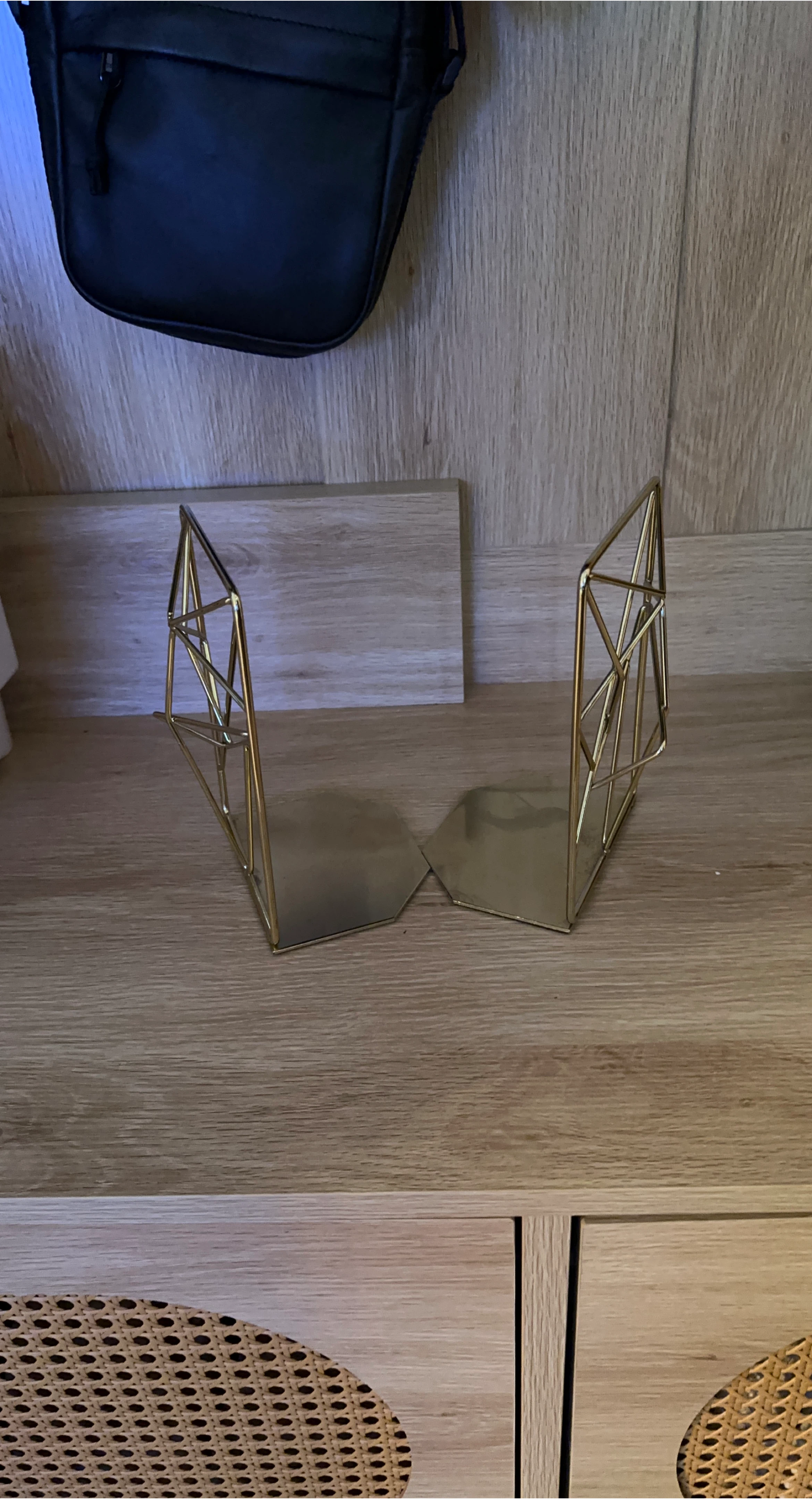 Gold Geometric Bookends - Set of 2