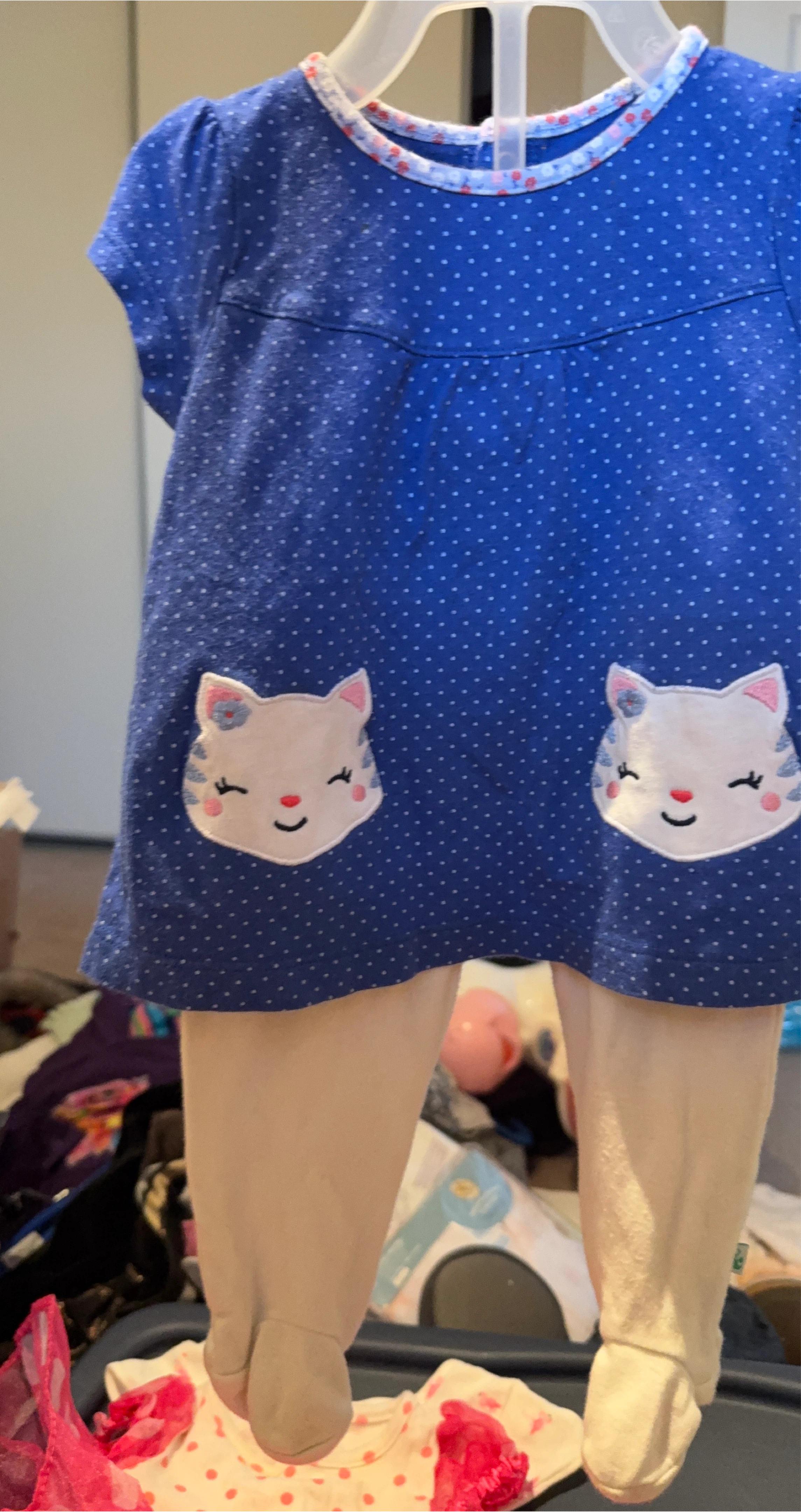 Polka Dot Dress with Cat Pockets & Leggings