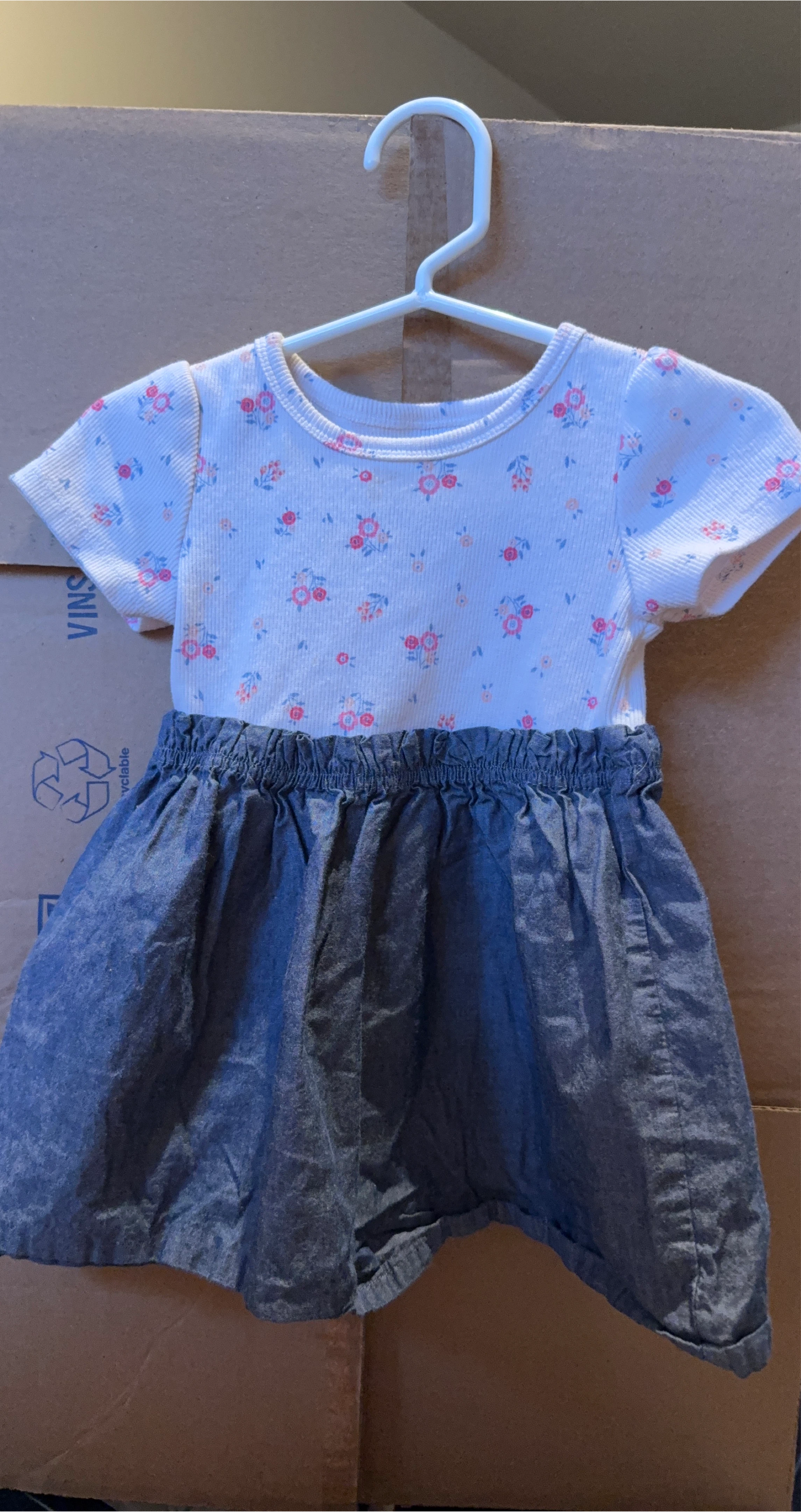 Floral Top & Denim Skirt Dress