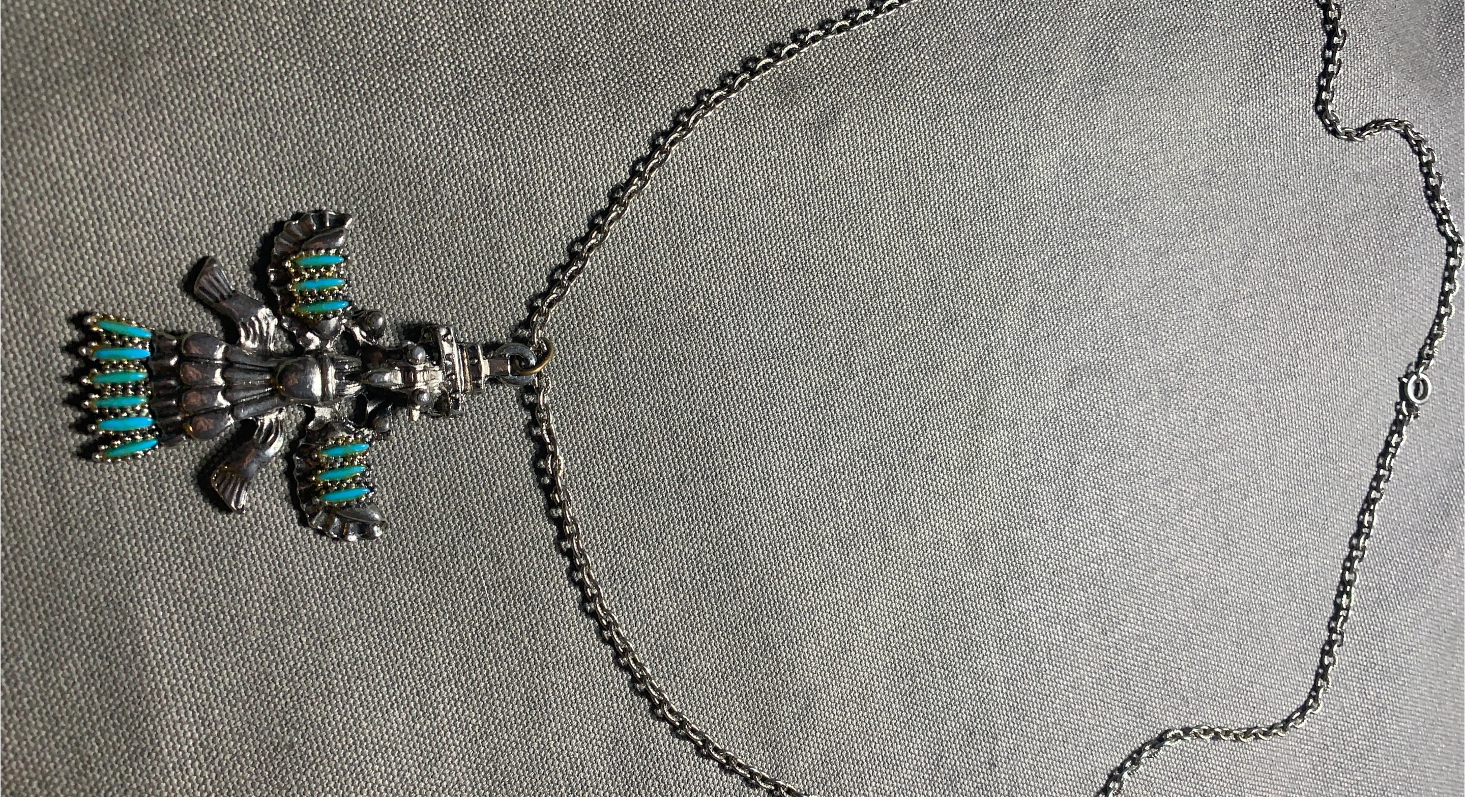 Vintage Thunderbird Necklace with Turquoise