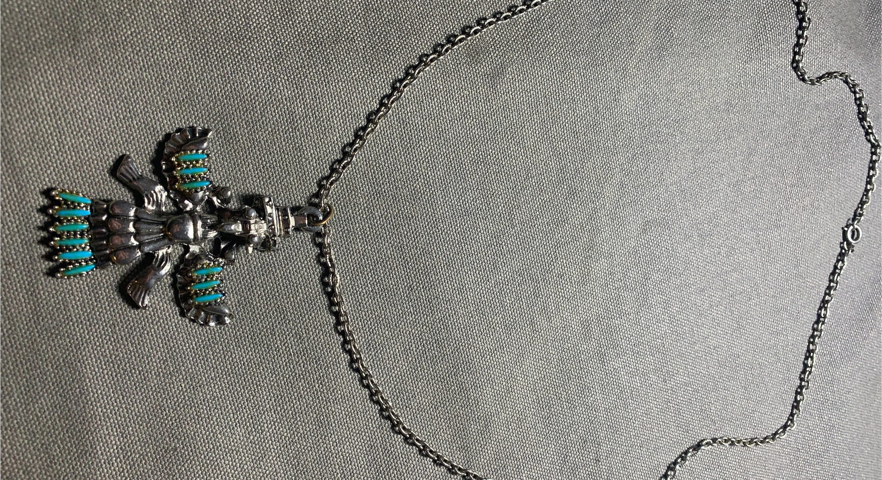 Vintage Thunderbird Necklace with Turquoise