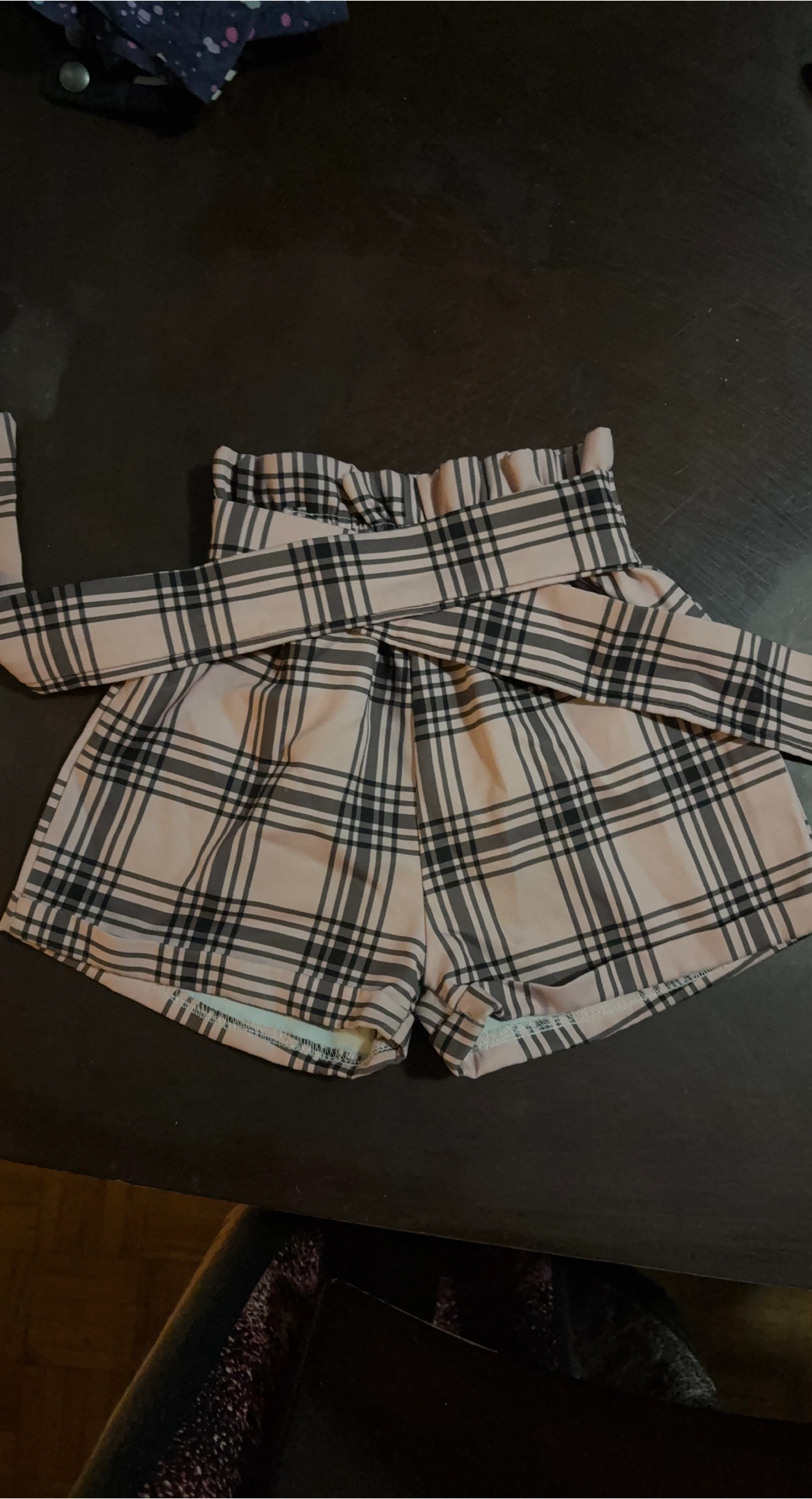 Pink Plaid Shorts with Belt