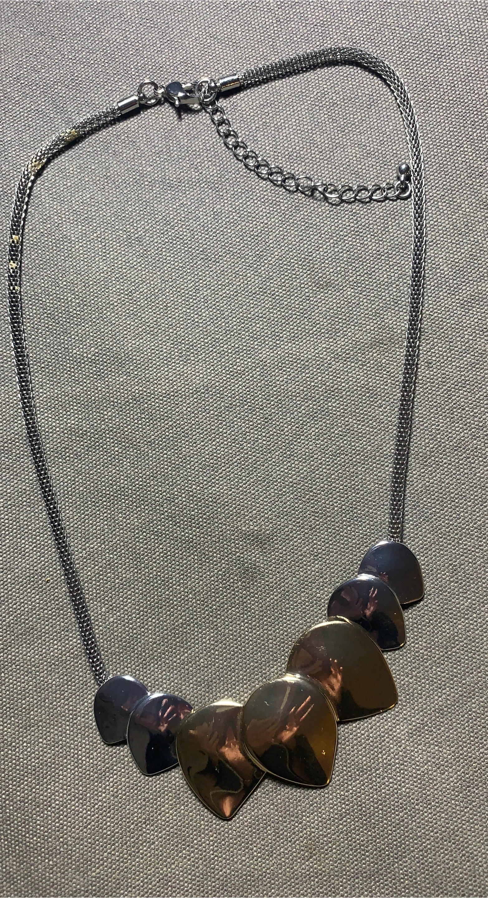 Two Tone Necklace with Heart Charms