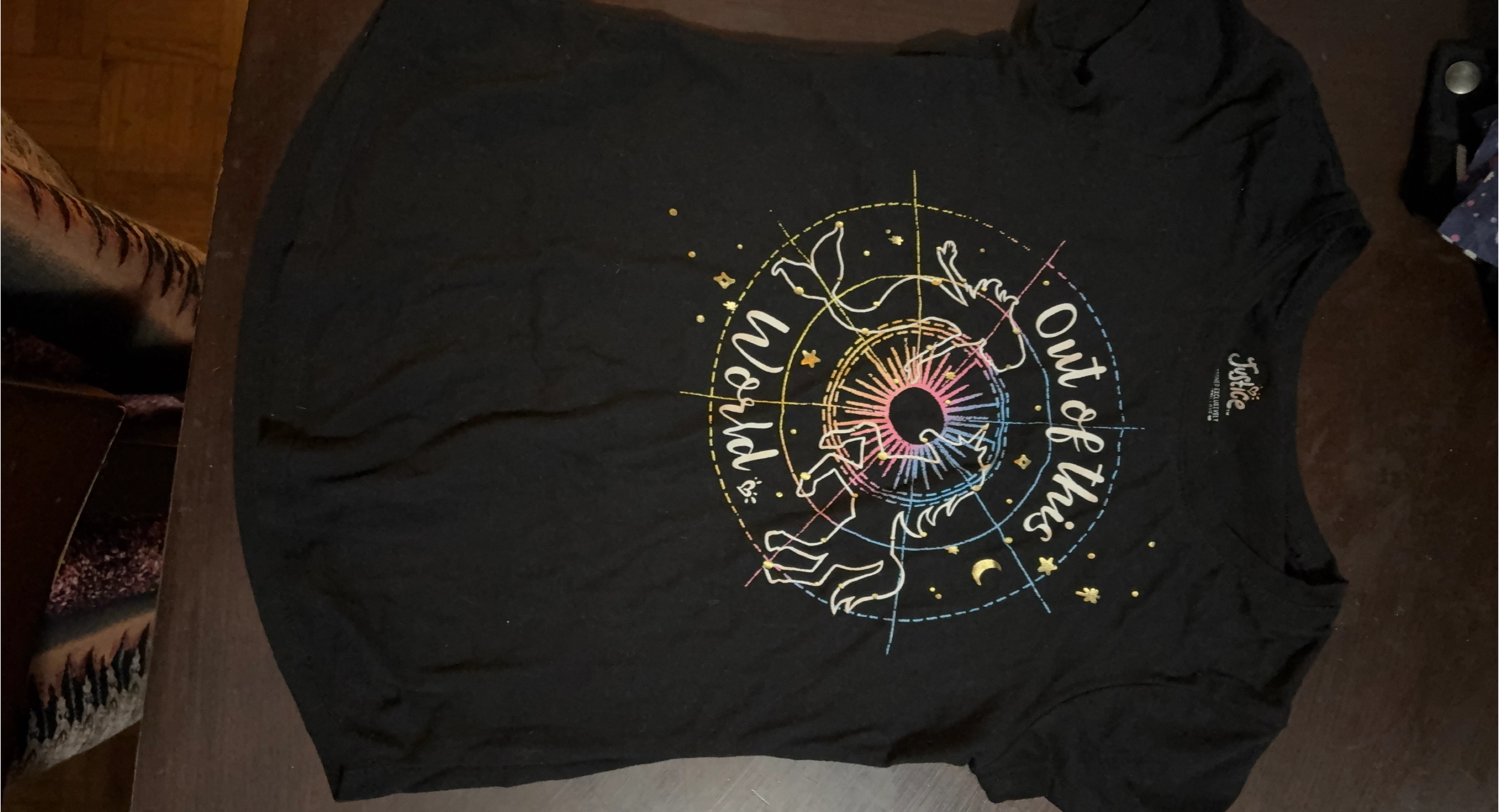 Justice Black T-Shirt - Size 10/12