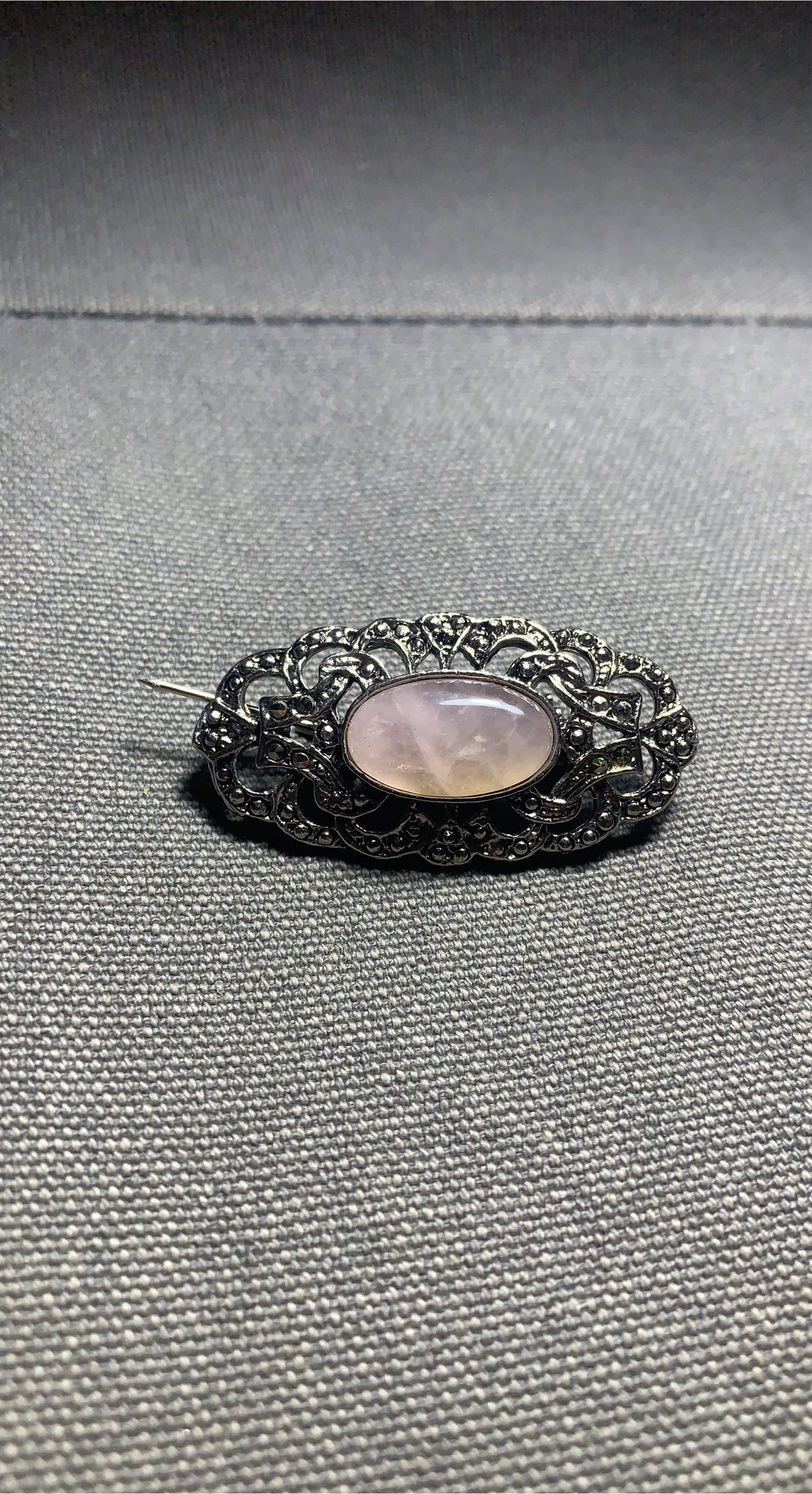 Vintage Rose Quartz Brooch