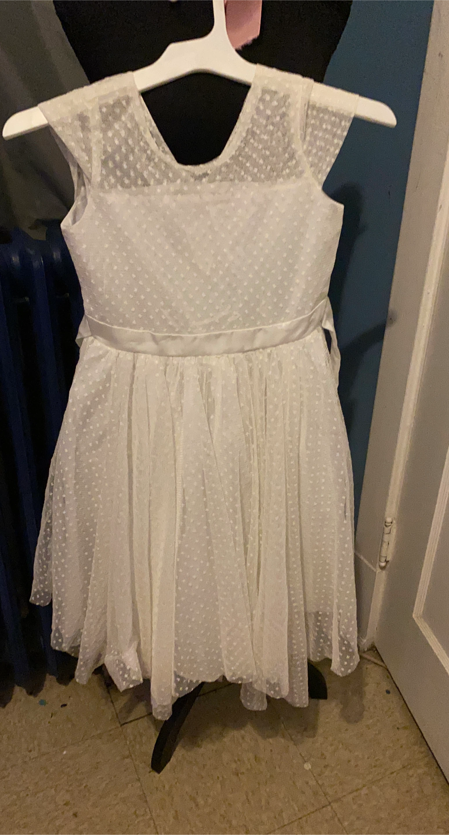 White Dress with Polka Dot Pattern