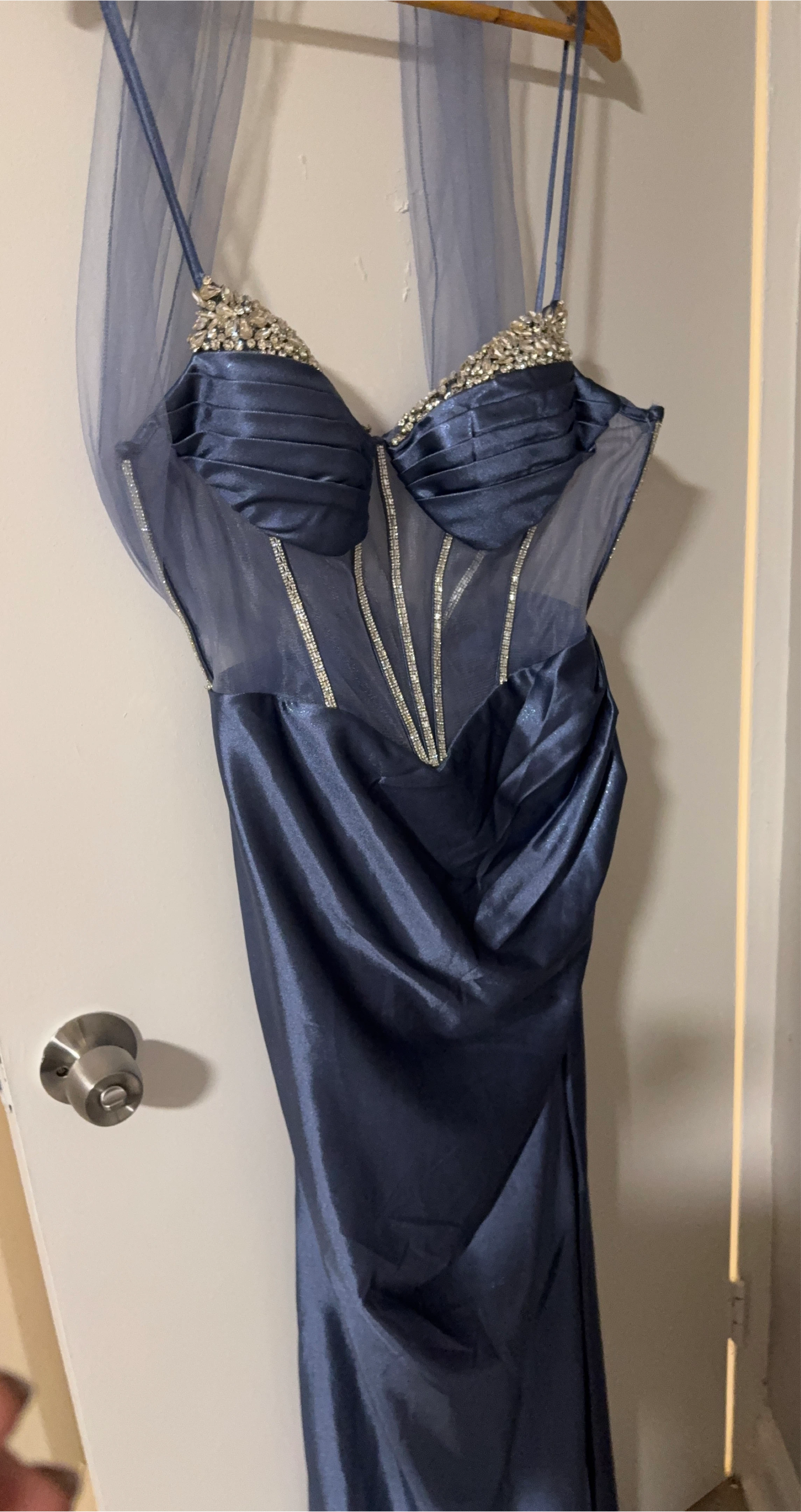 Blue Embellished Formal Dress
