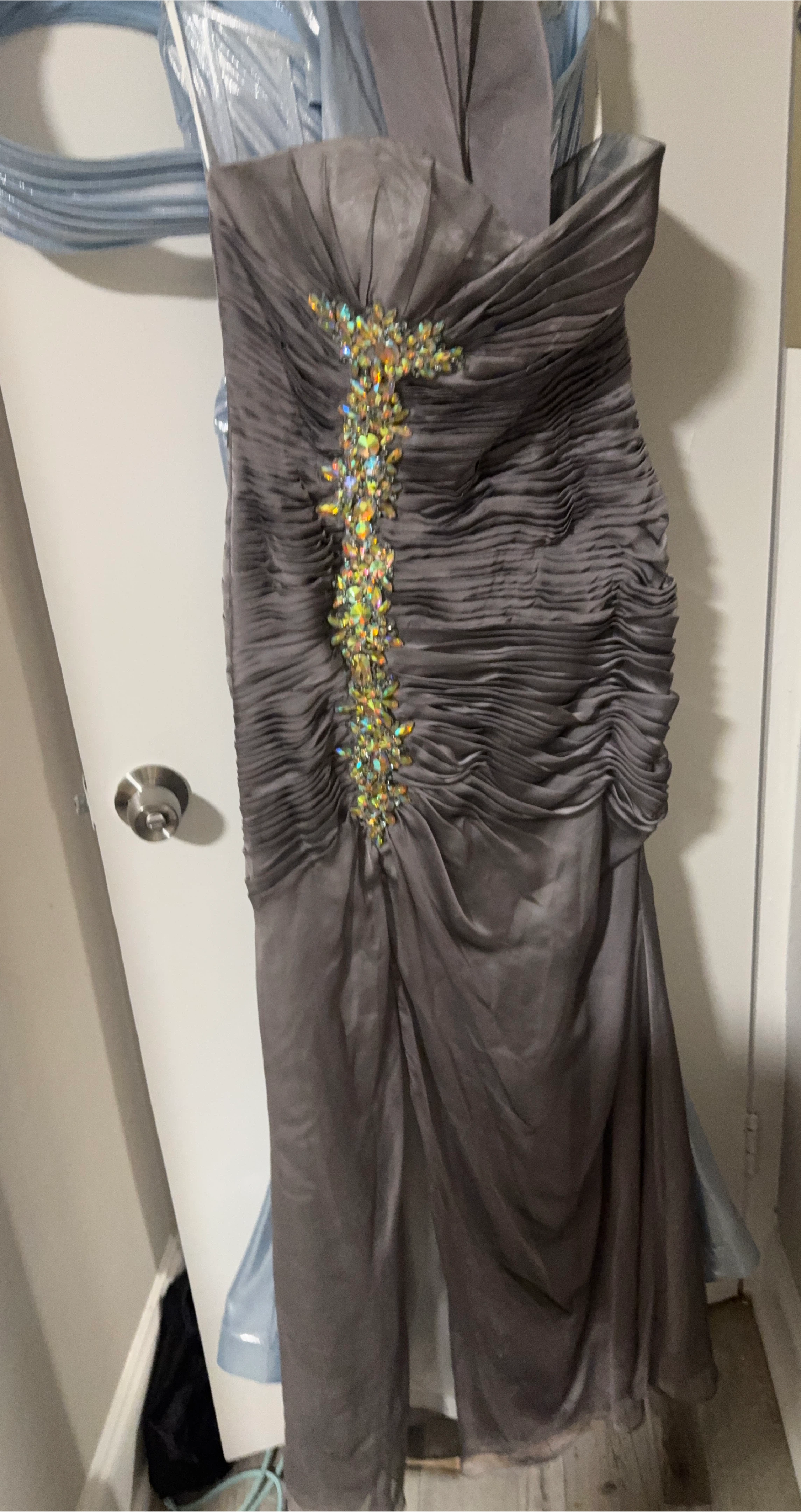 Gray Embellished Formal Dress