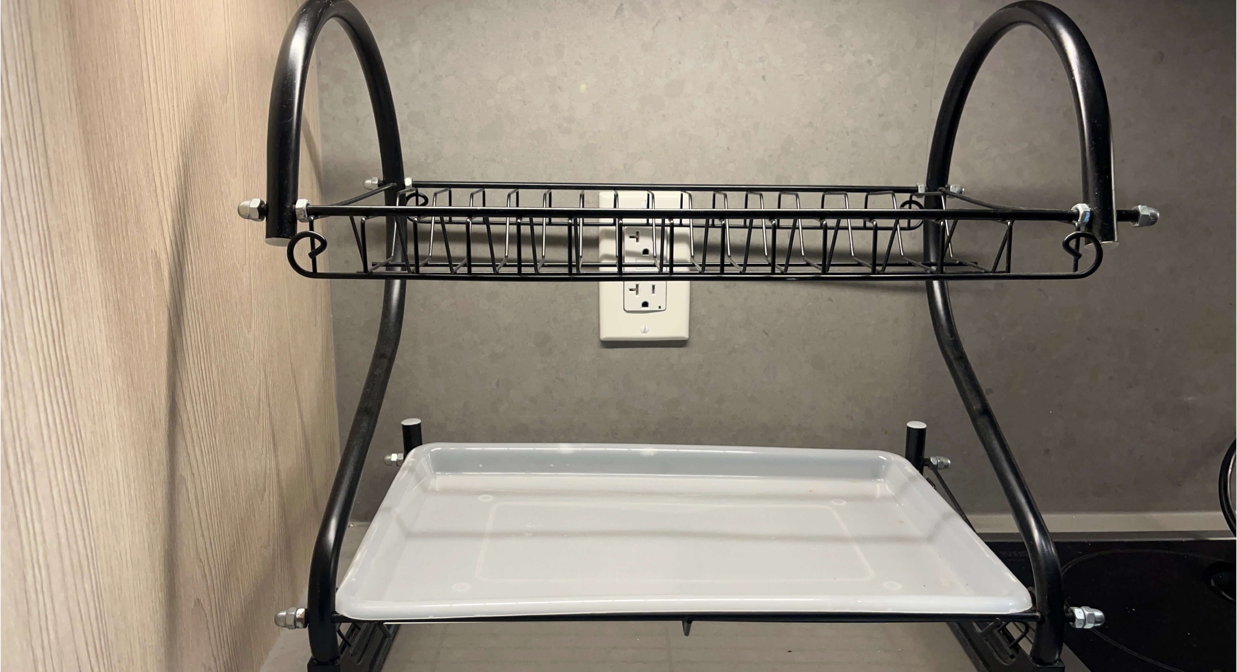 Two-Tier Black Metal Dish Rack