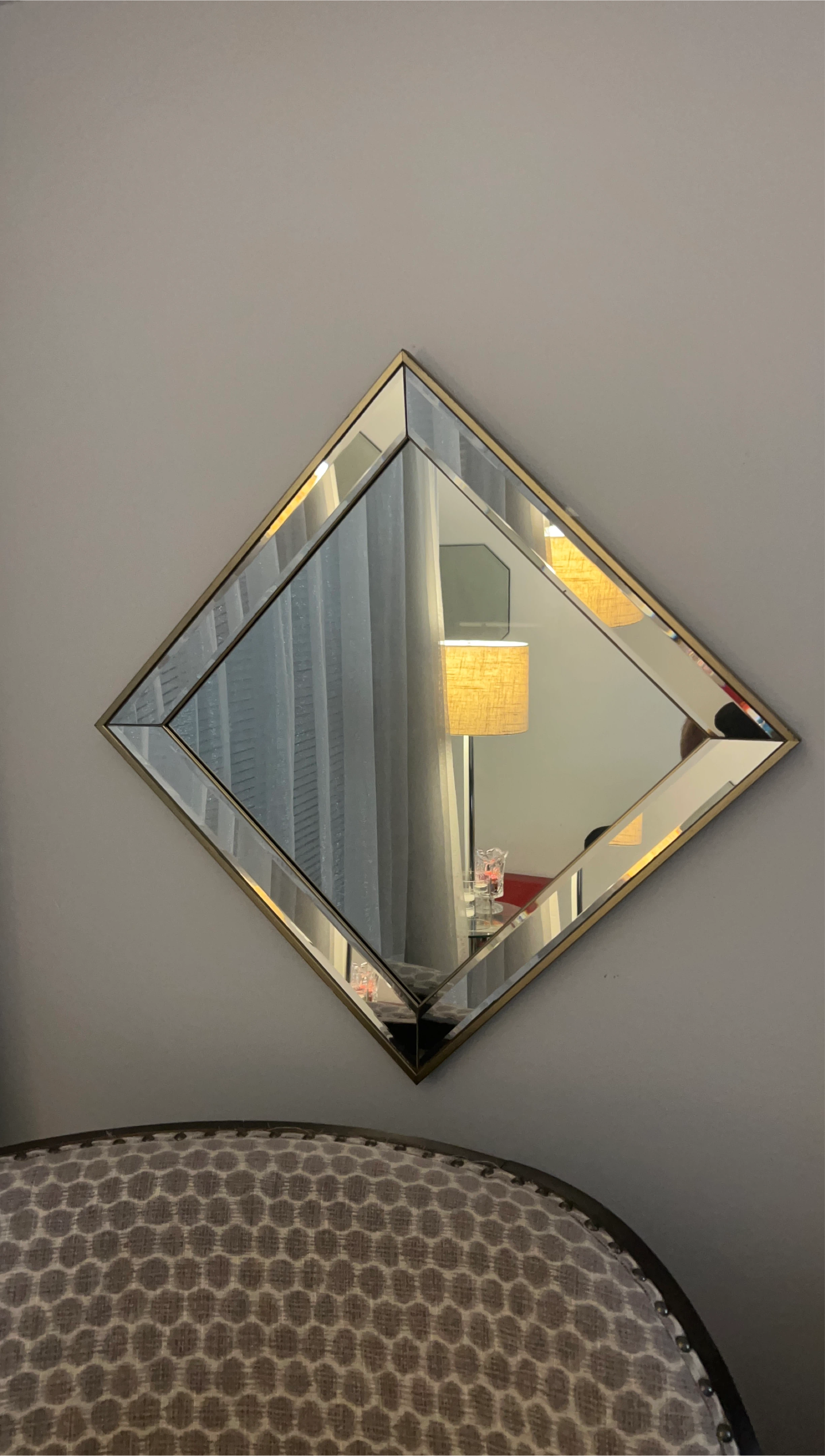 Diamond Shape Wall Mirror with Gold Trim