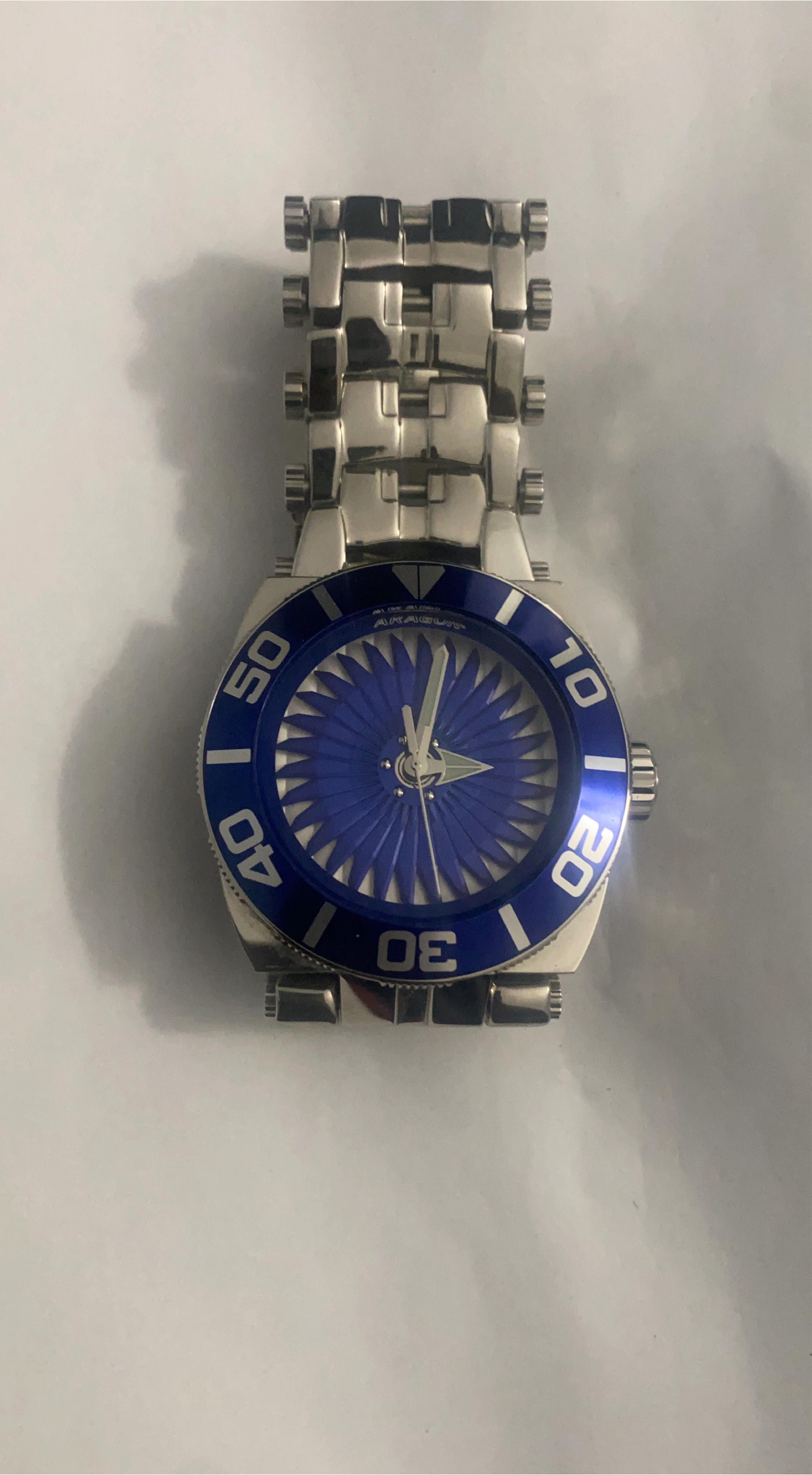 Aragon Watch Blue Dial Stainless Steel