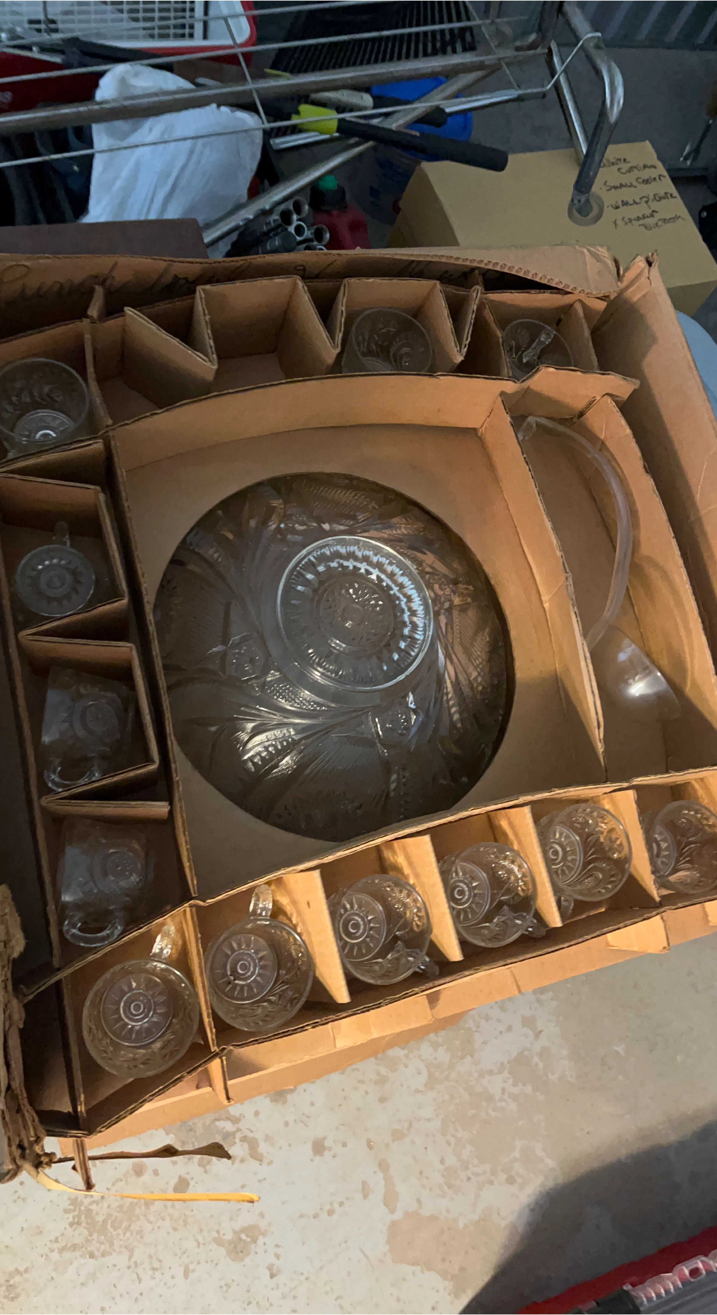 Vintage Punch Bowl Set with Cups and Ladle