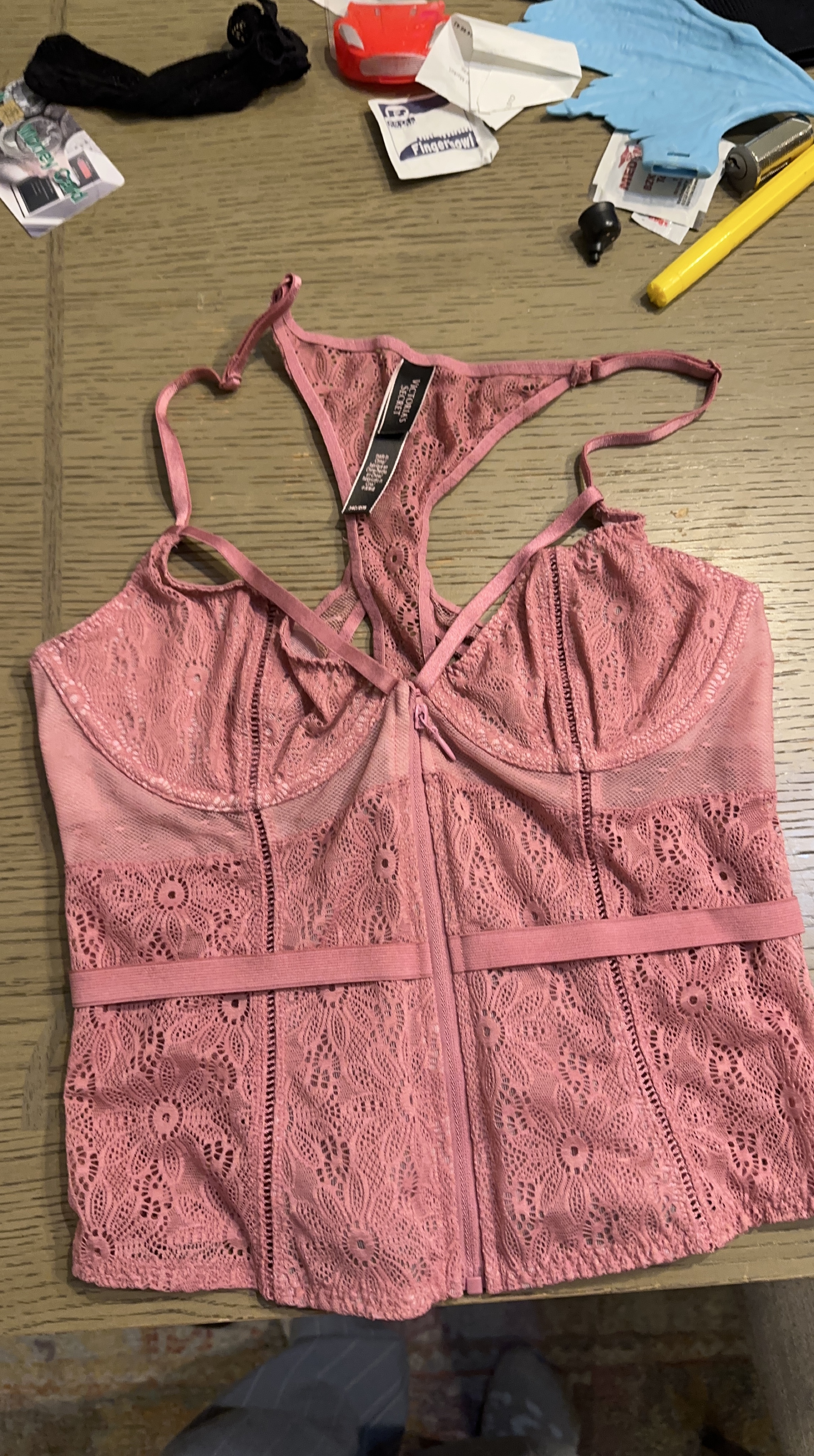Victoria's Secret Pink Lace Bustier & Thong Set