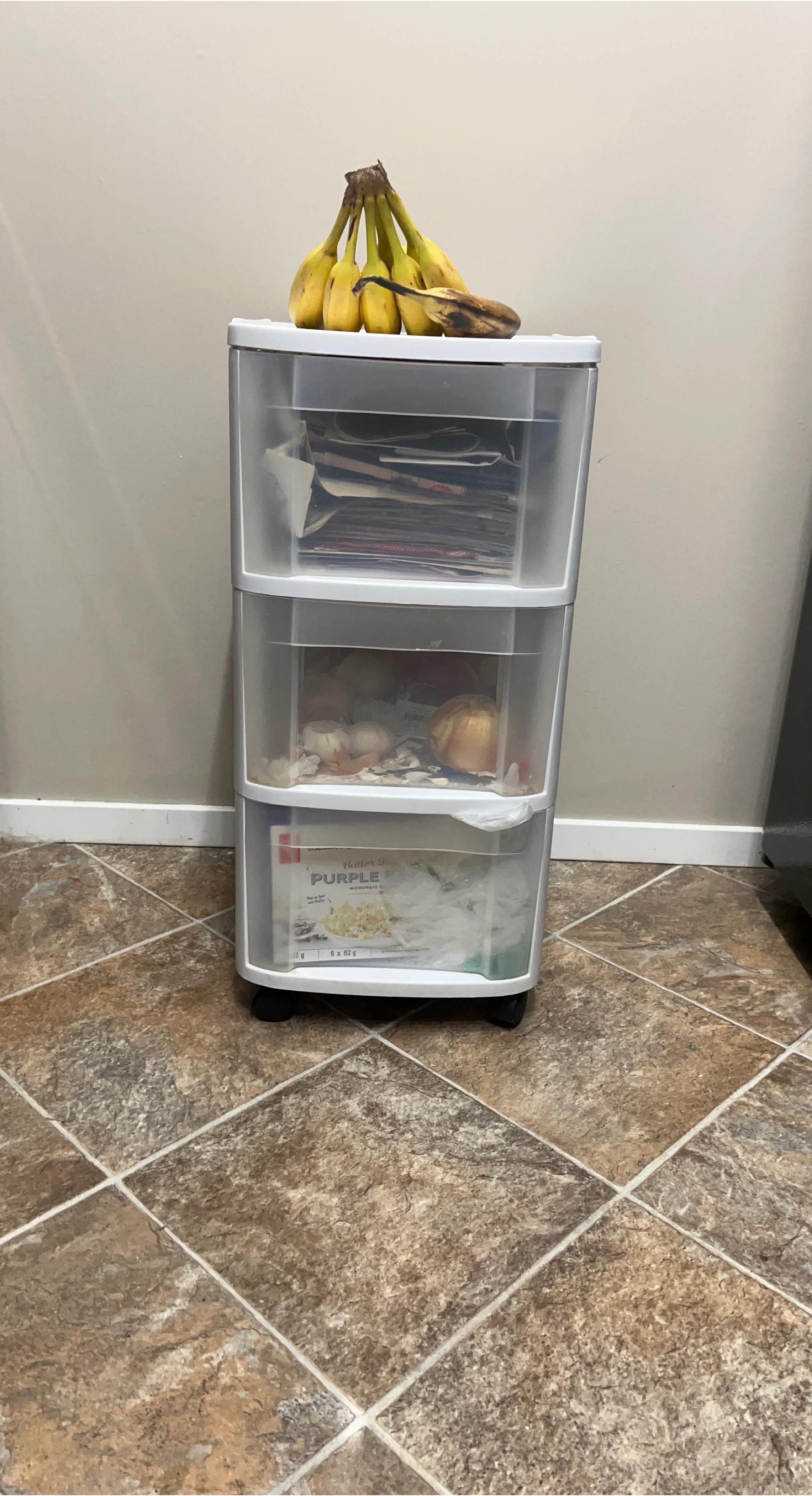 3-Drawer Plastic Storage Unit on Wheels