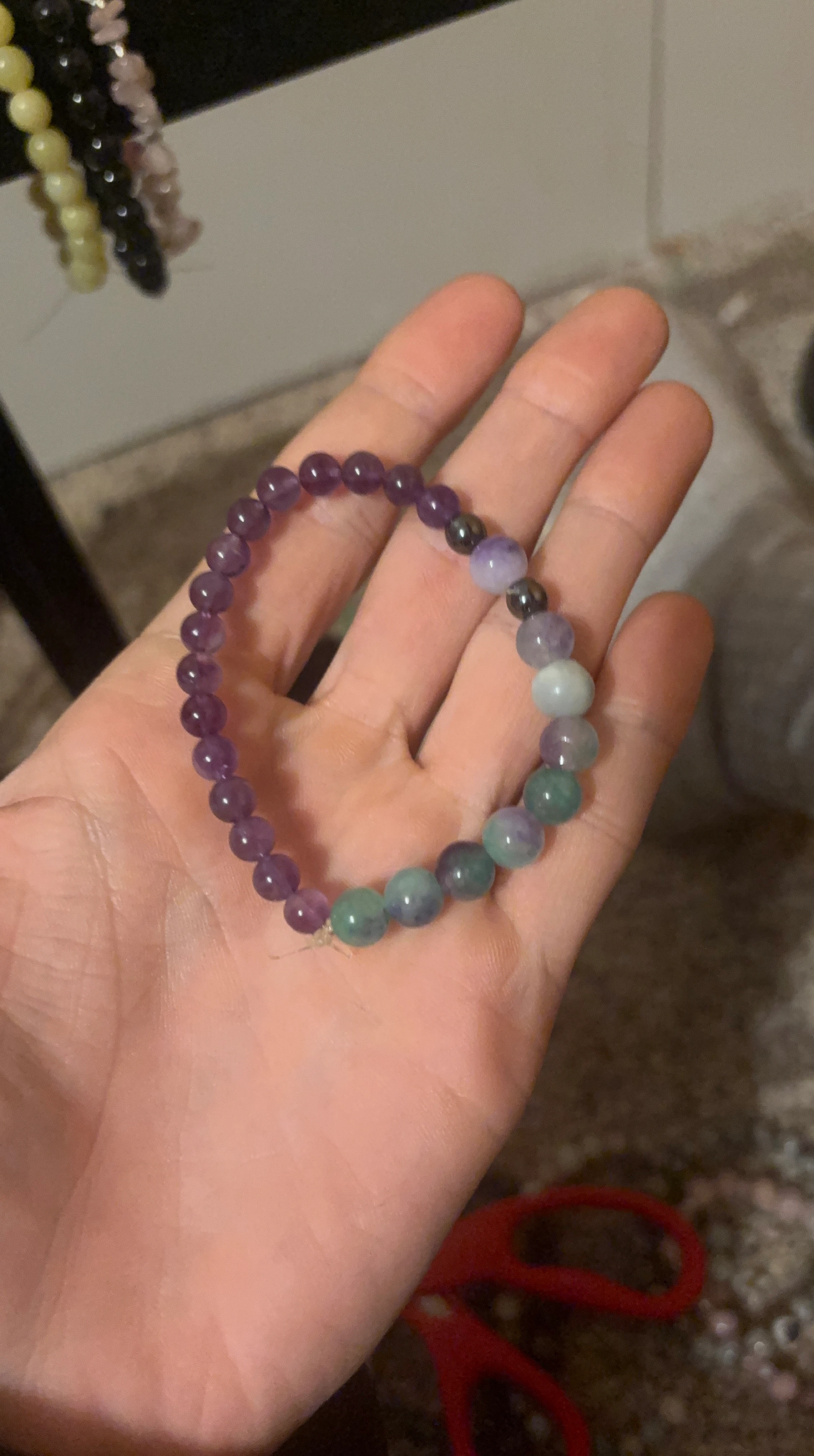 Amethyst and fluorite handmade bracelet