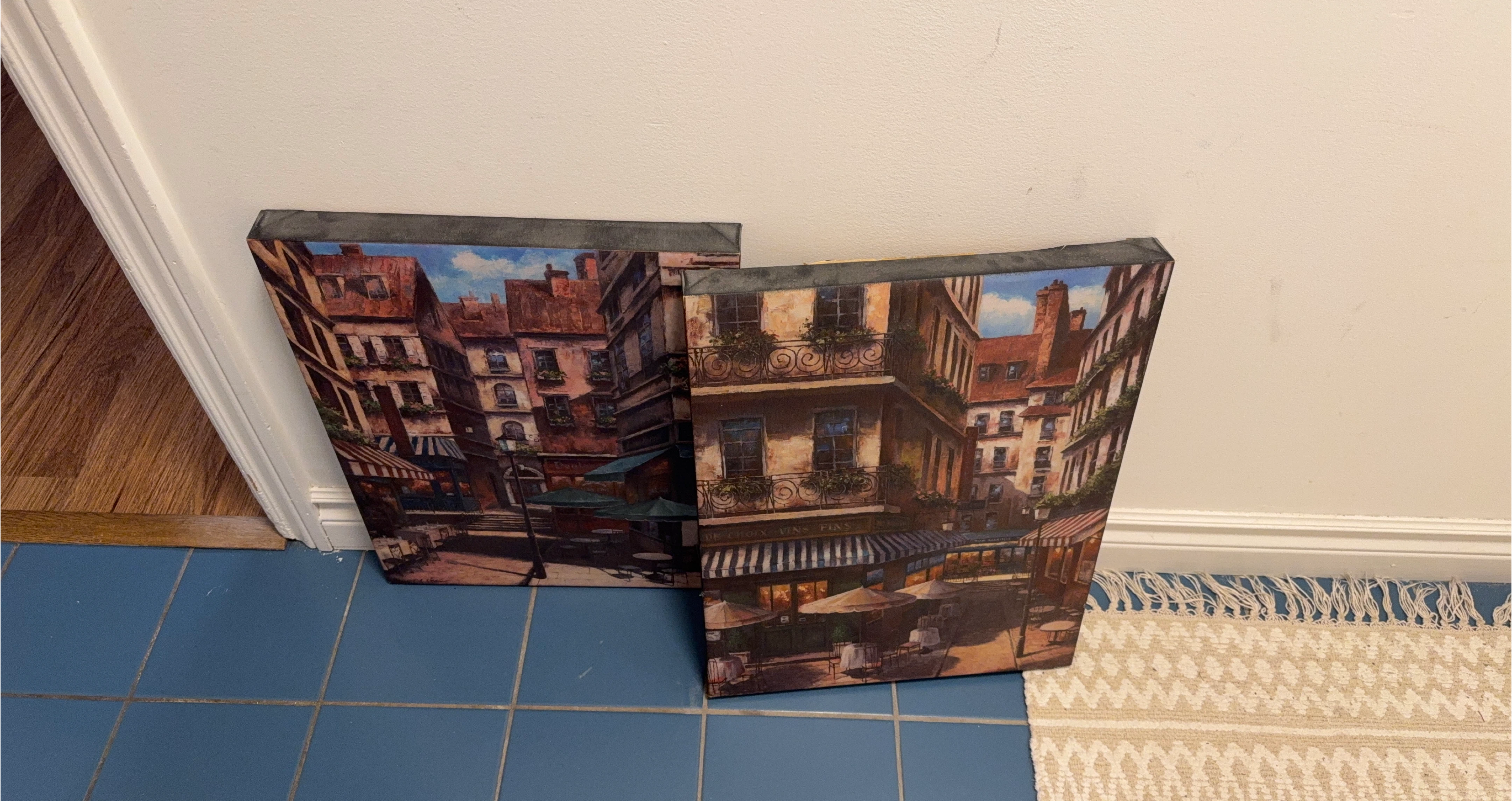 Set of Two Framed European Street Scene Prints