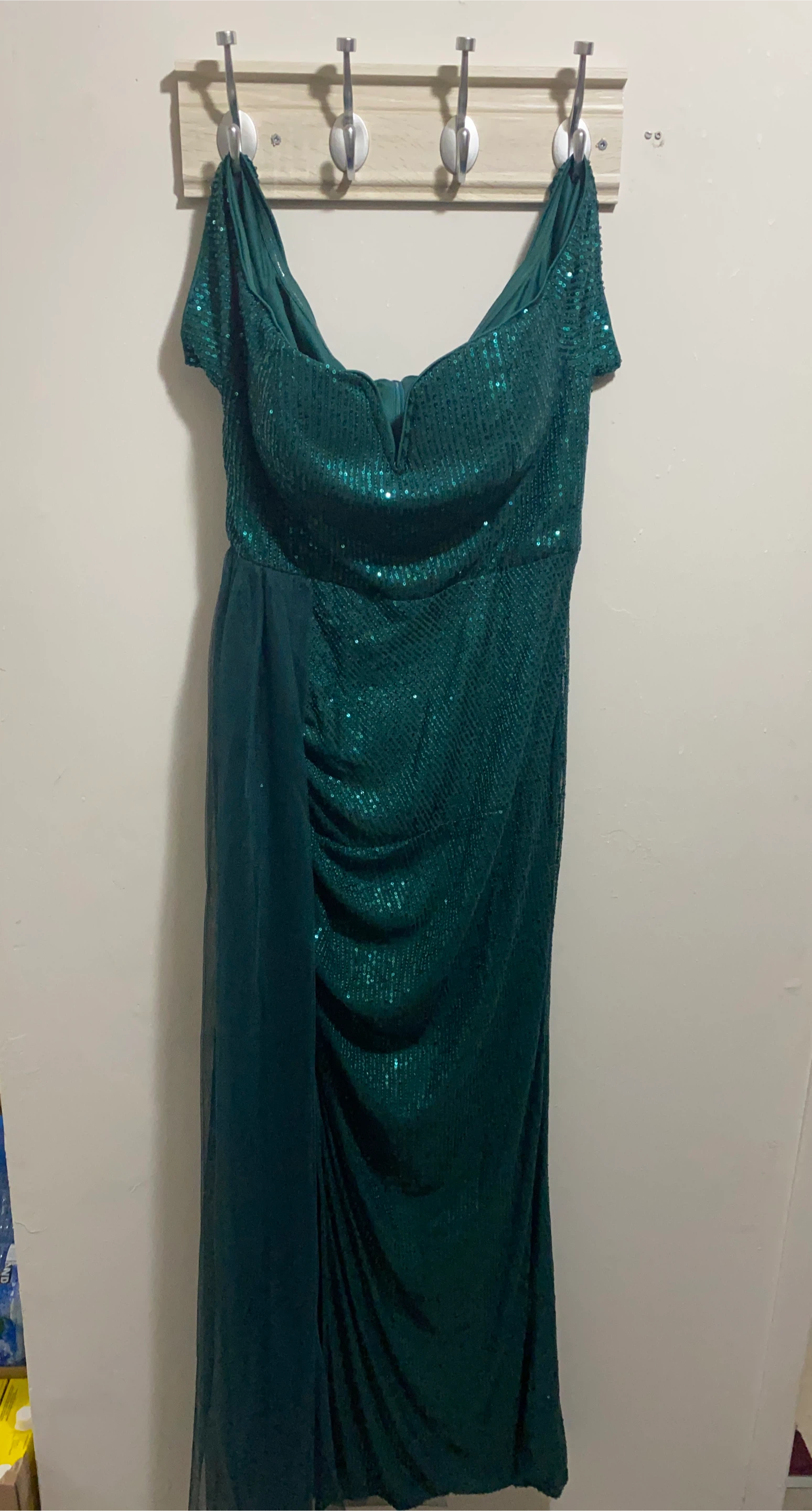 Emerald Green Sequin Evening Dress