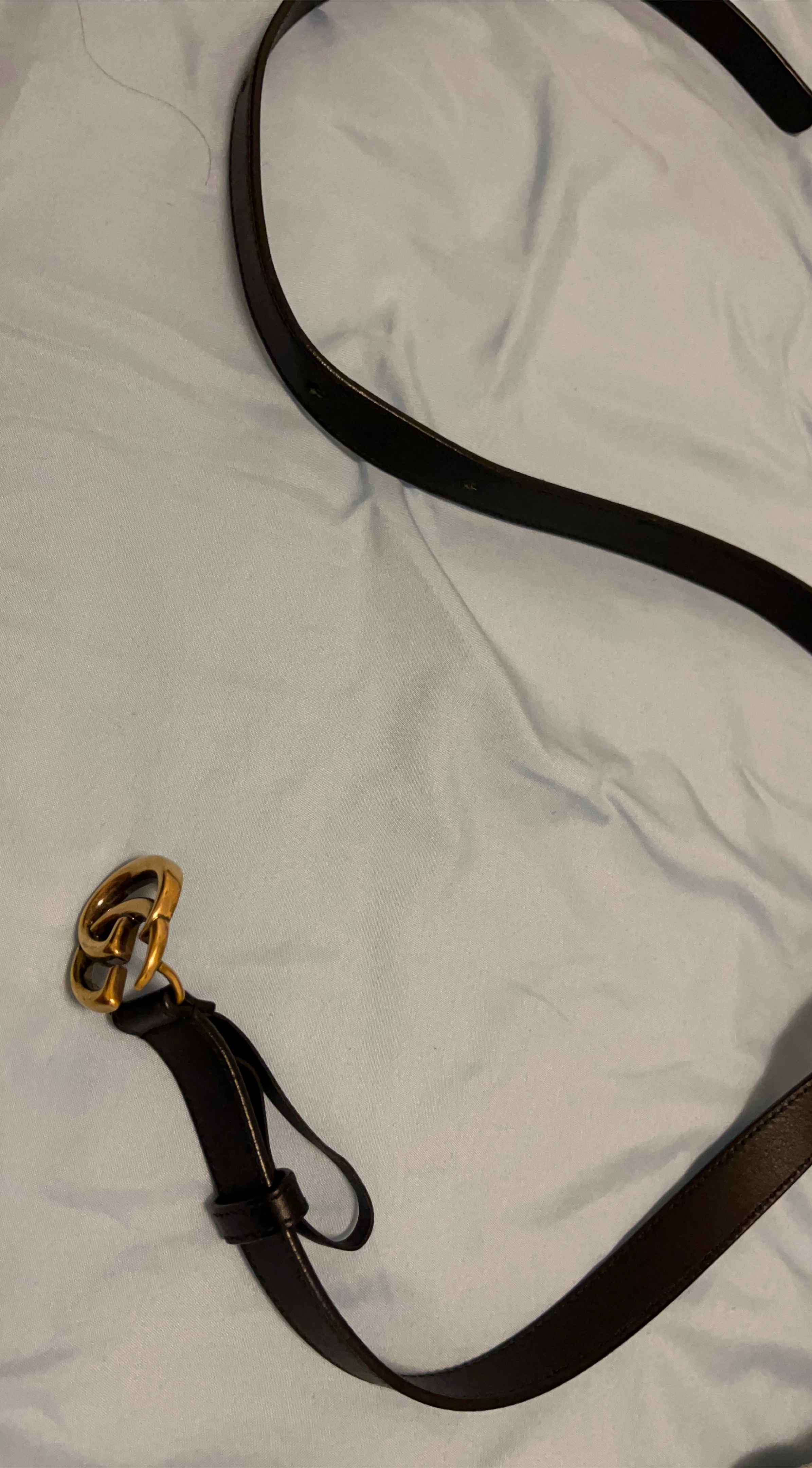 Gucci Black Leather Belt with Gold GG Buckle