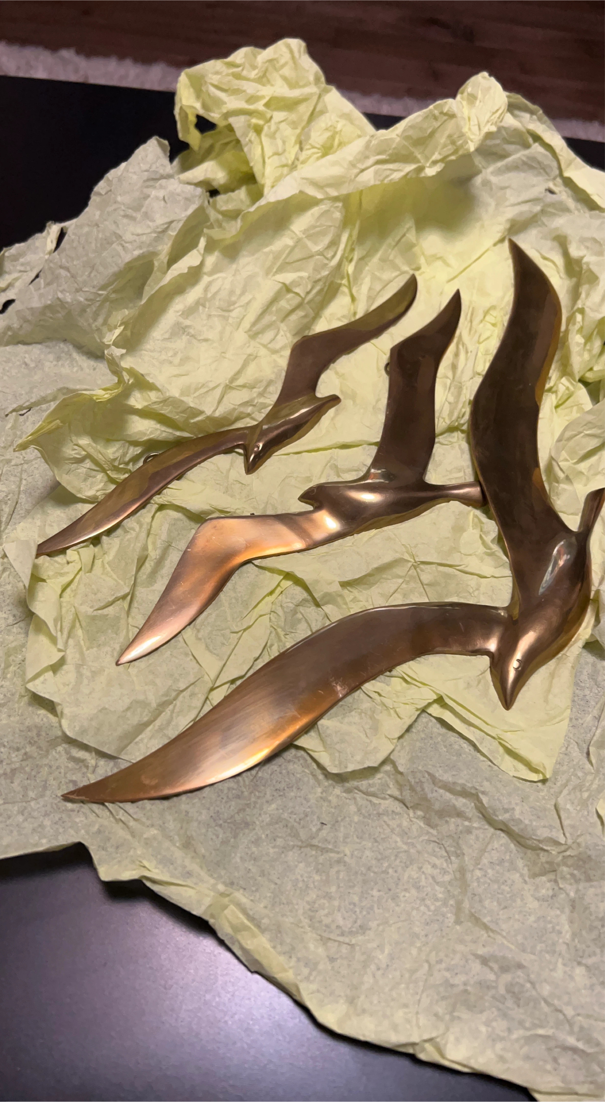 Vintage Brass Seagull Wall Decor Set of 3