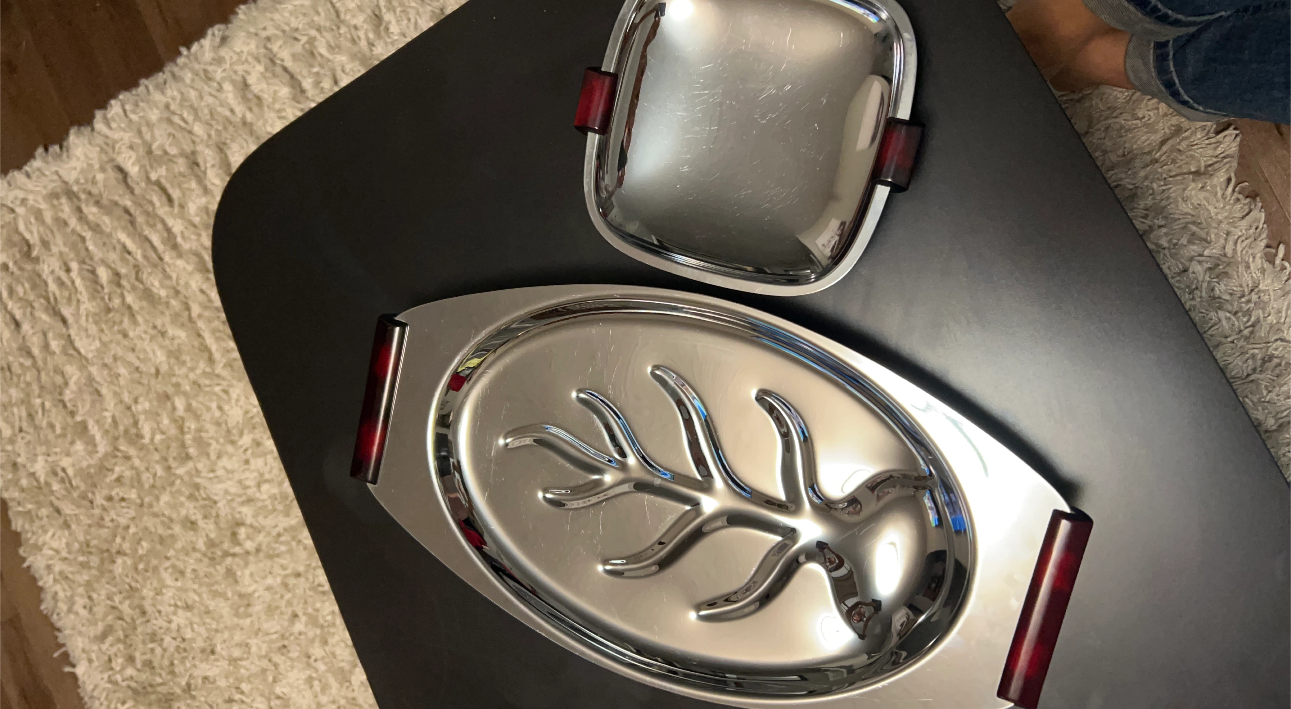 Vintage Stainless Steel Carving Tray & Serving Dish Set