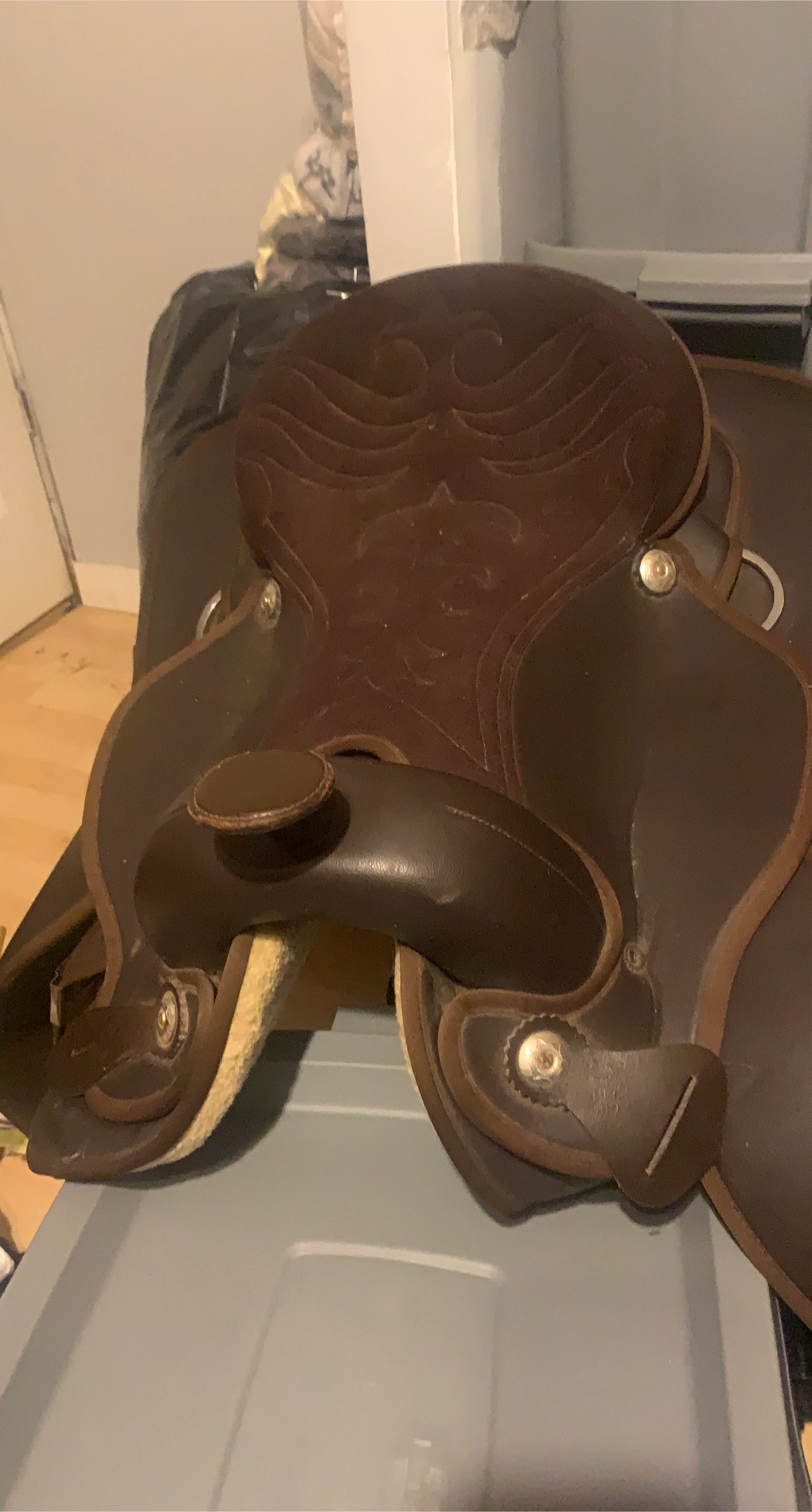 Brown Leather Western Saddle