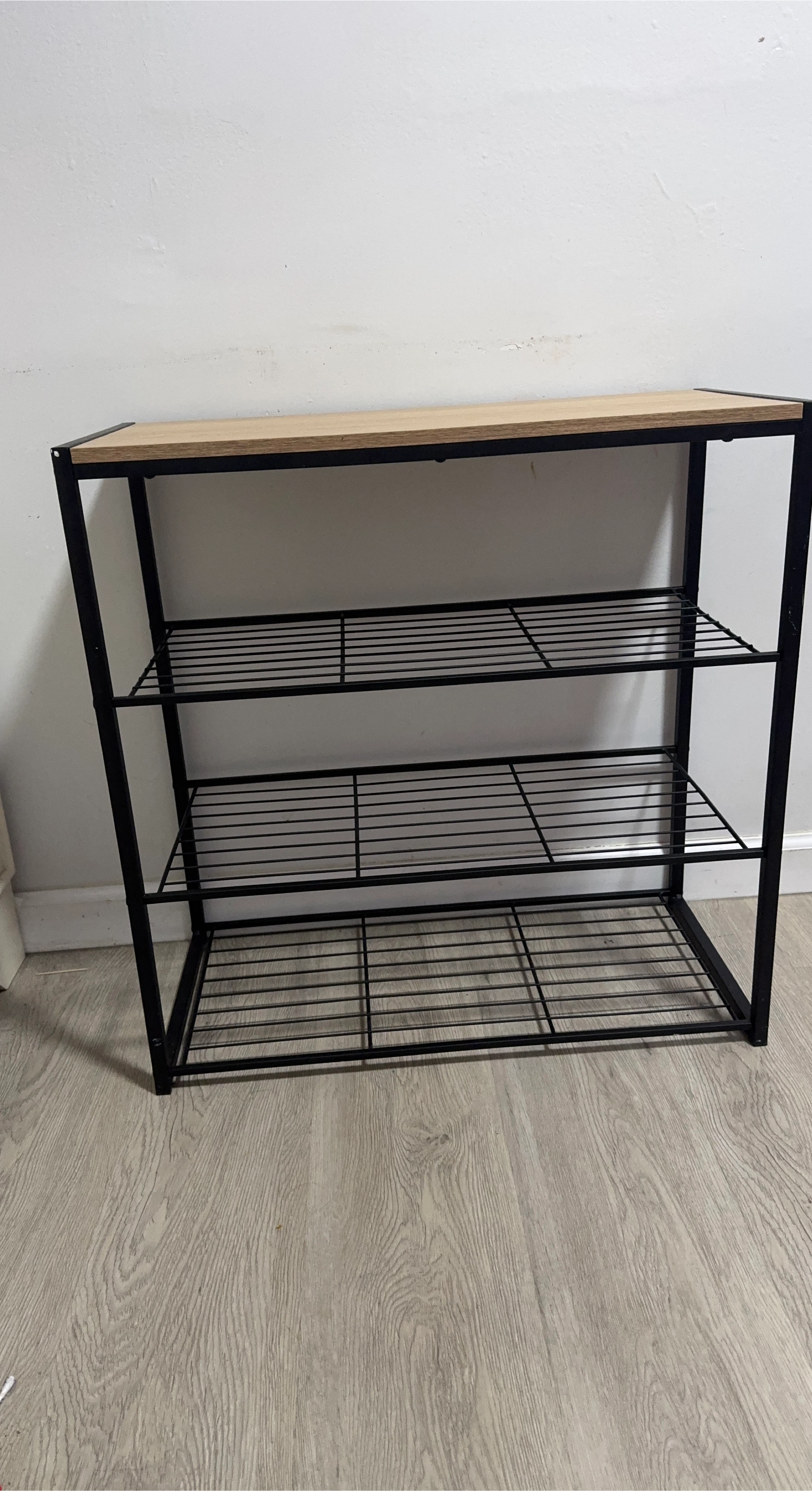 Black Metal 3-Tier Shoe Rack