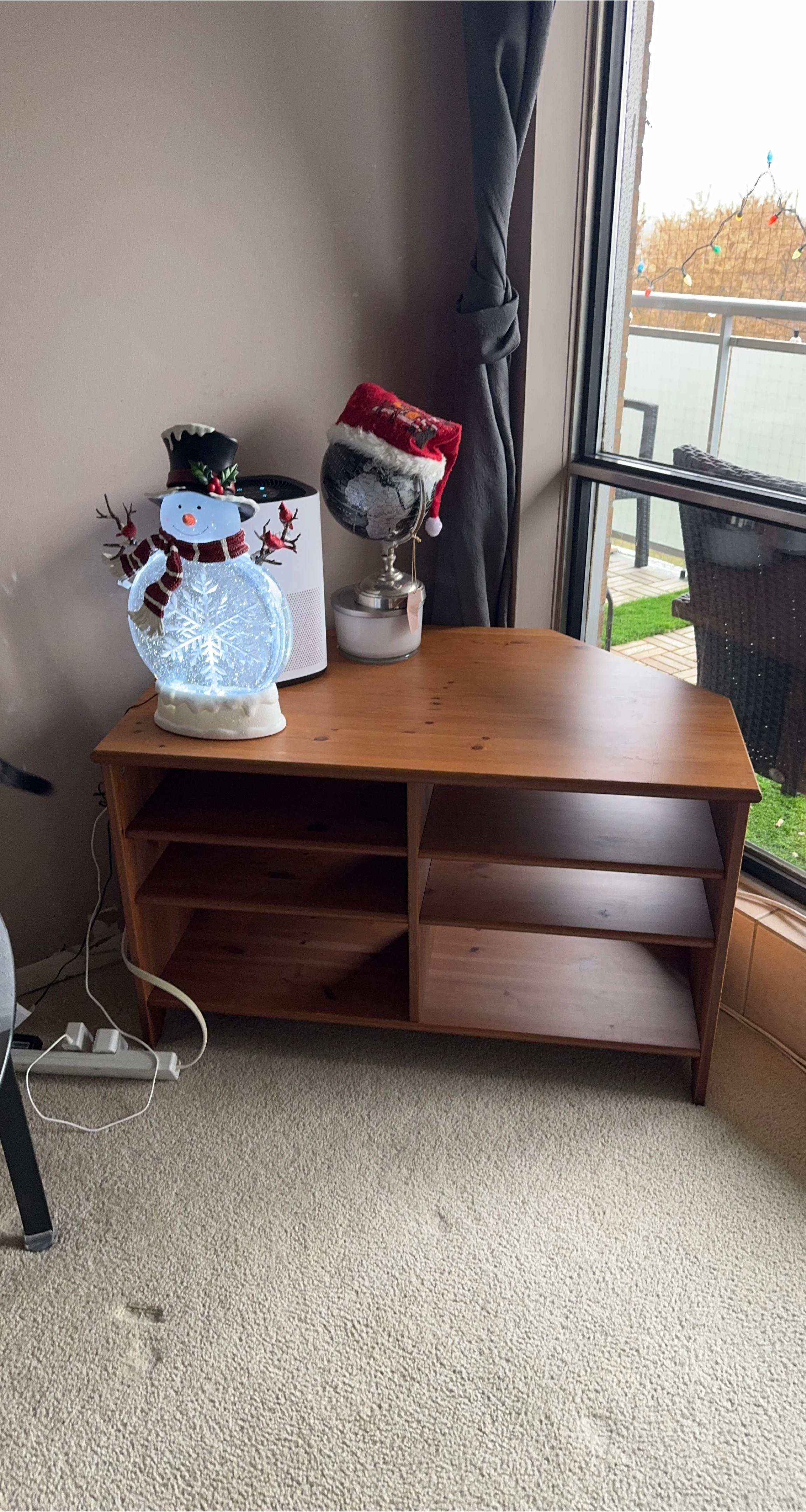 Wooden TV Stand with Shelves