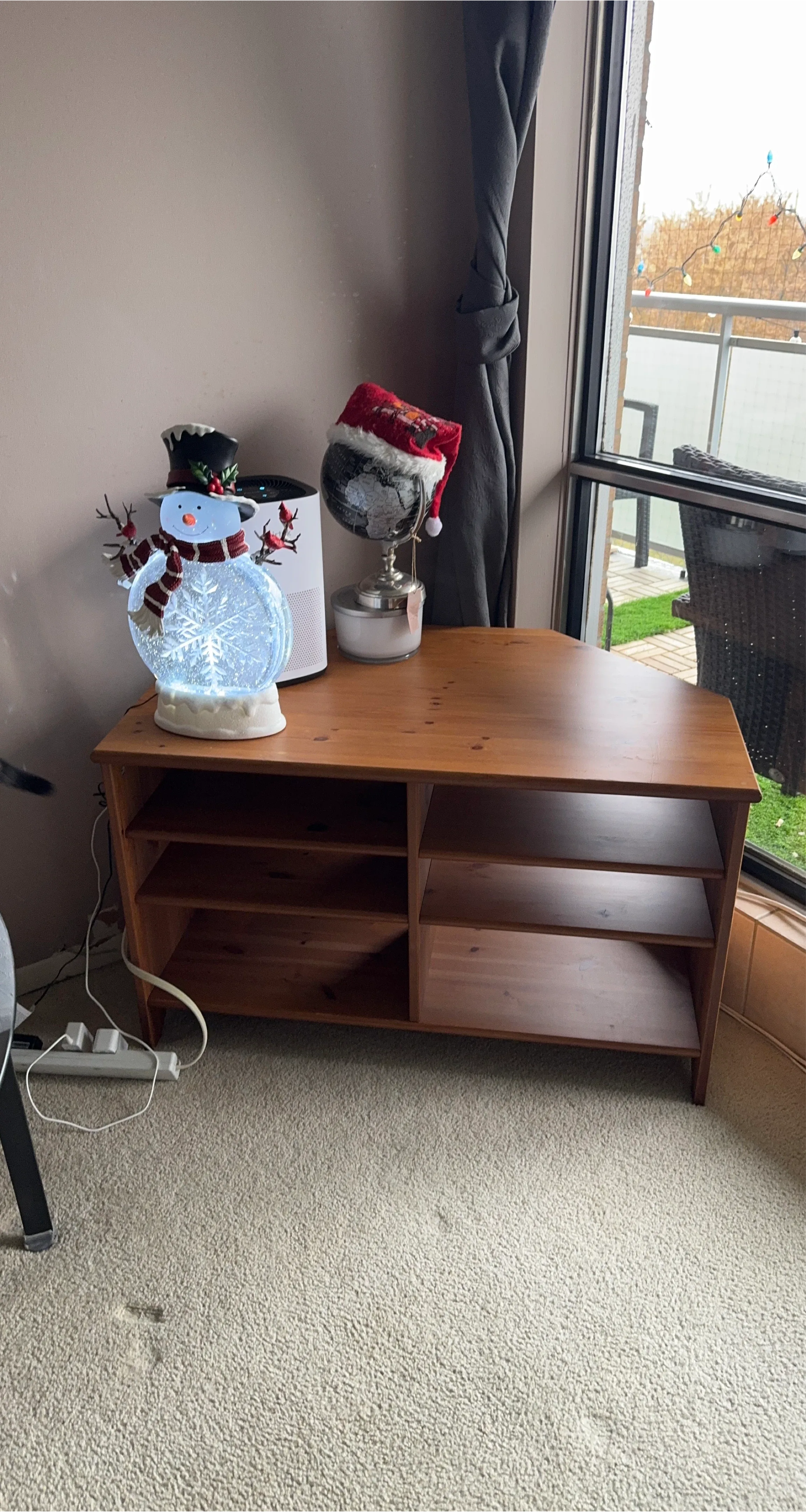 Wooden TV Stand with Shelves
