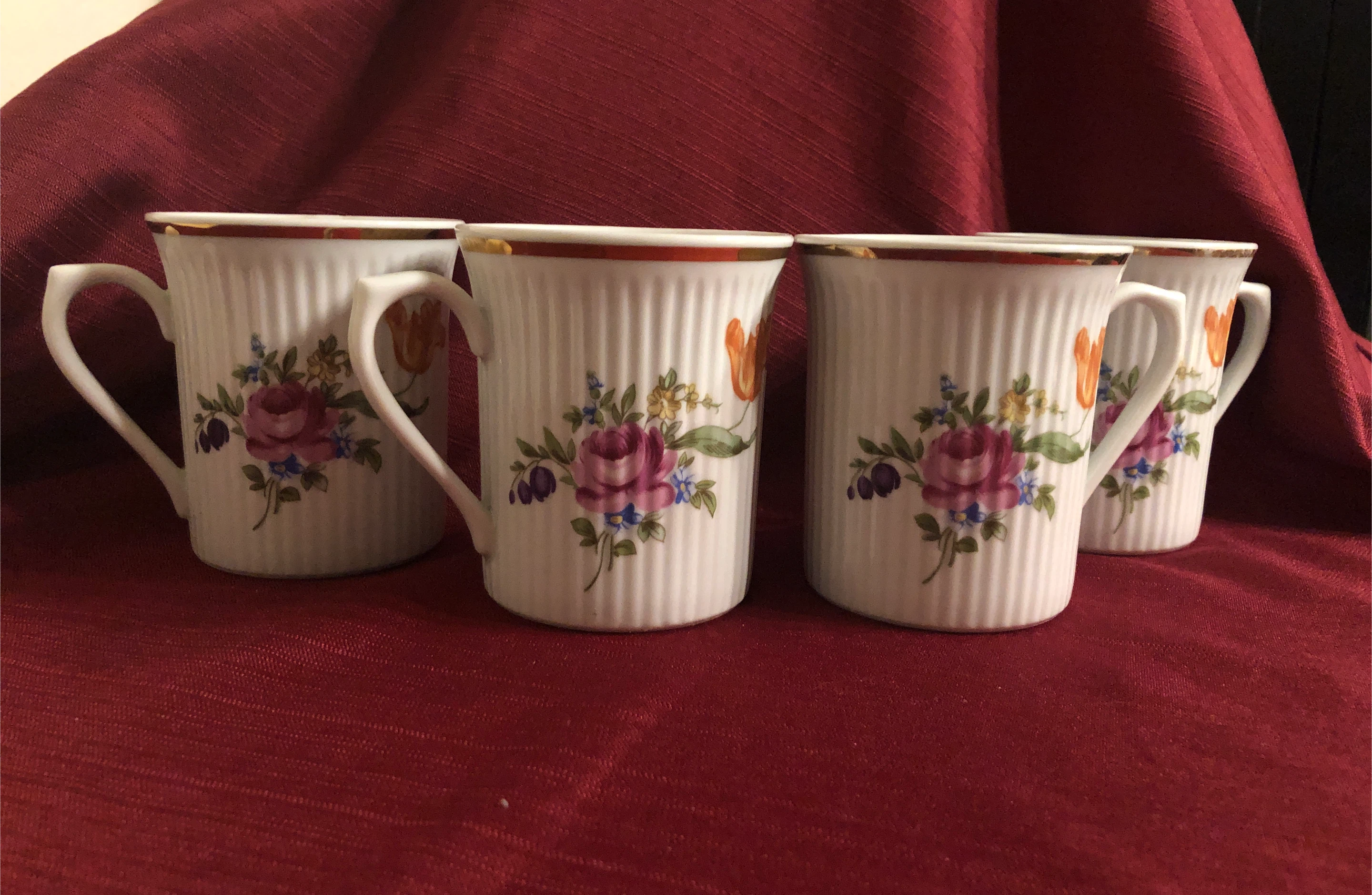 Vintage JL MENAU Floral Tea Cups (Set of 4)