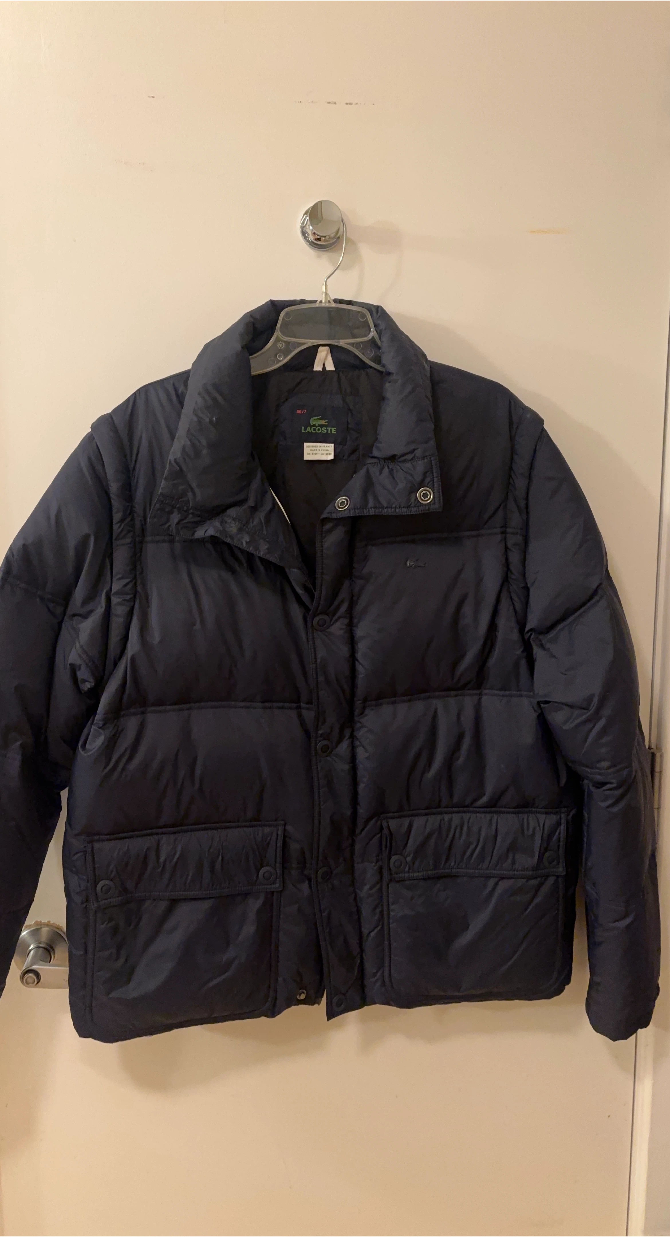 Lacoste Navy Puffer Jacket Size 56/7