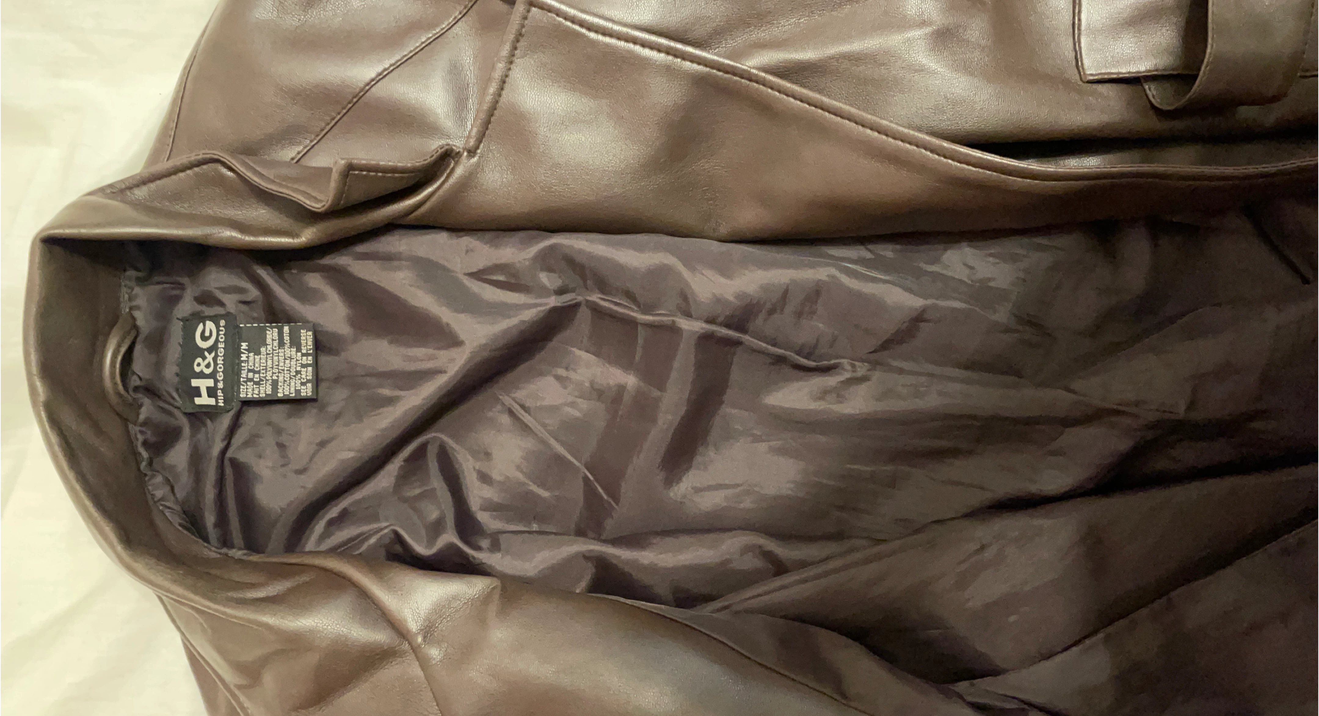 H&G Brown Faux Leather Trench Coat